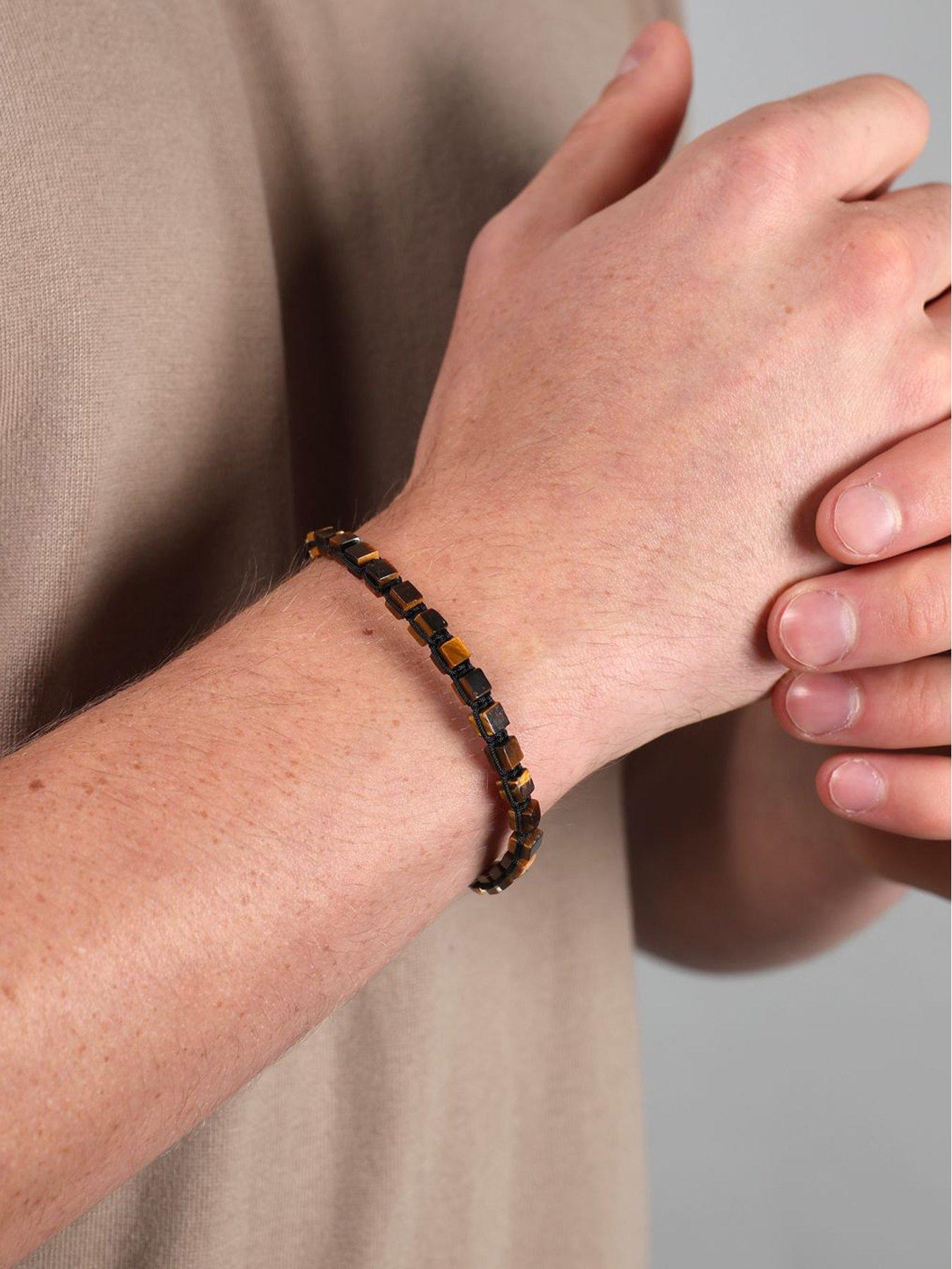 Image 2 of 2 of Say It With Mens Adjustable Rope Wood Bead Bracelet - Brown