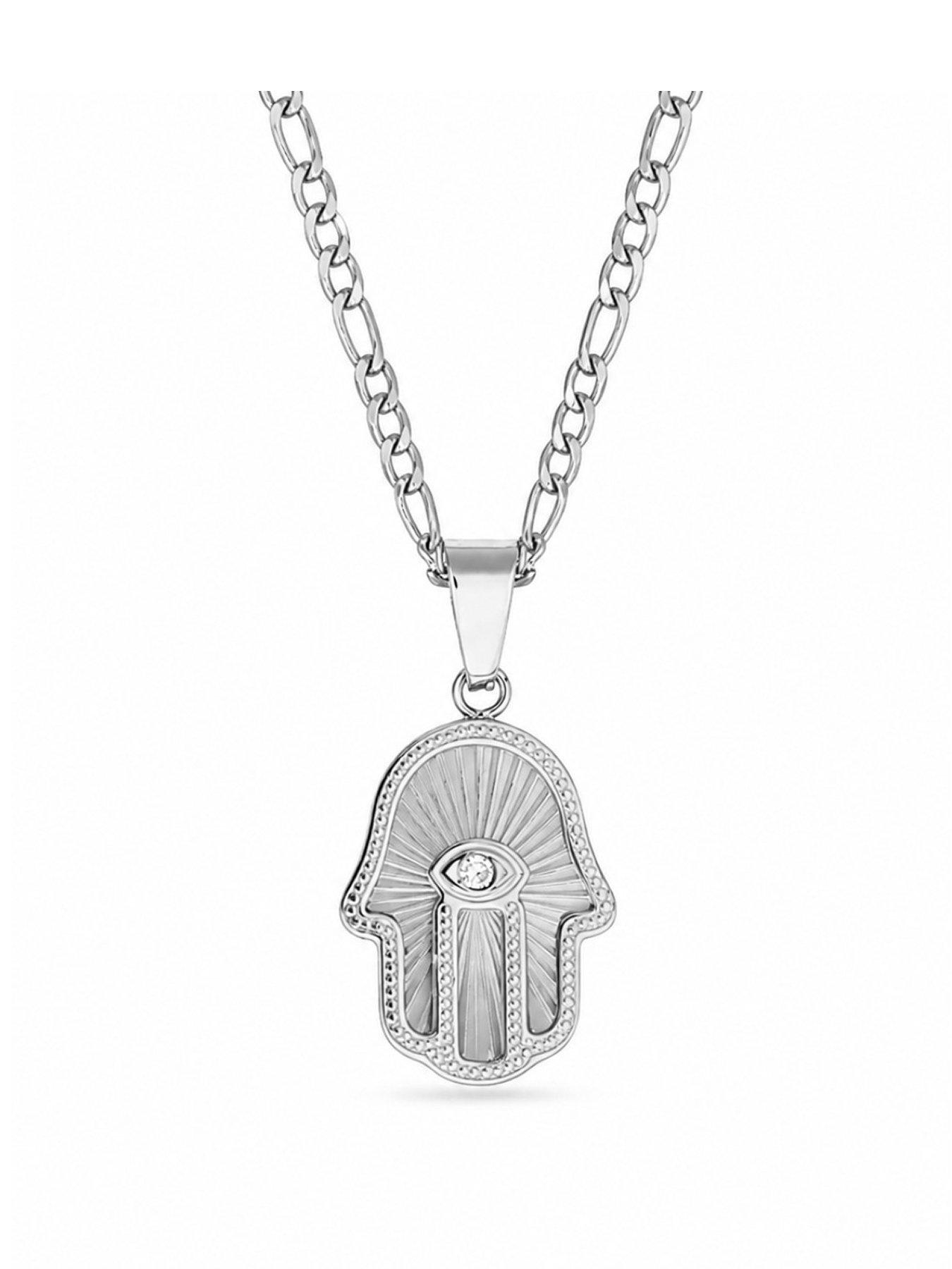 Image 1 of 2 of Say It With Womens Hamsa Hand Necklace - Silver
