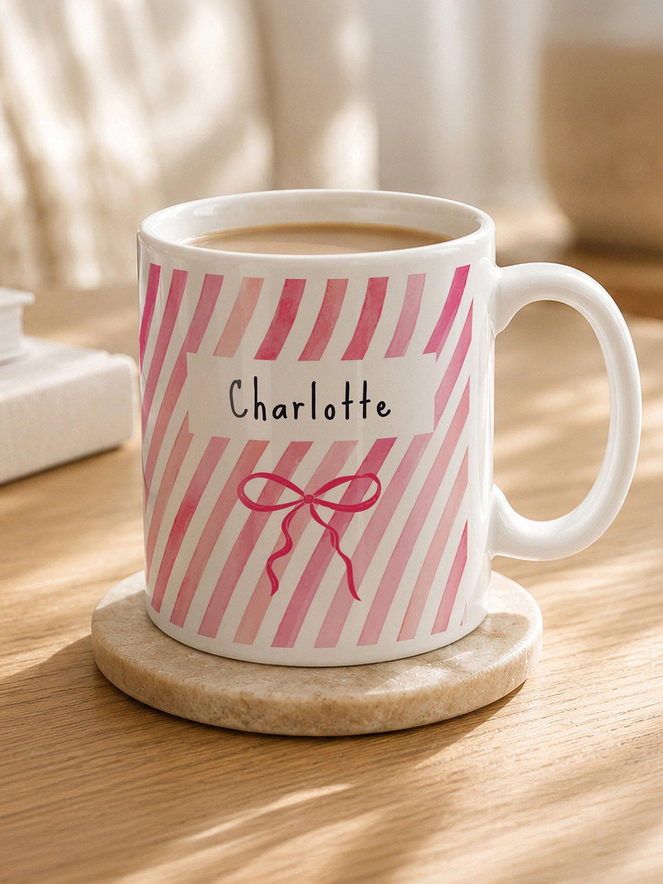 Image 1 of 3 of The Personalised Memento Company Personalised Striped Bow Mug
