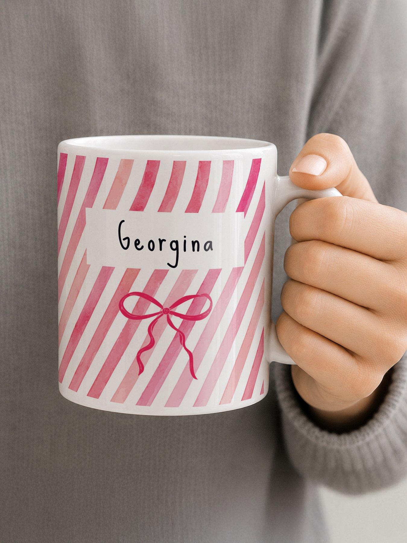 Image 3 of 3 of The Personalised Memento Company Personalised Striped Bow Mug