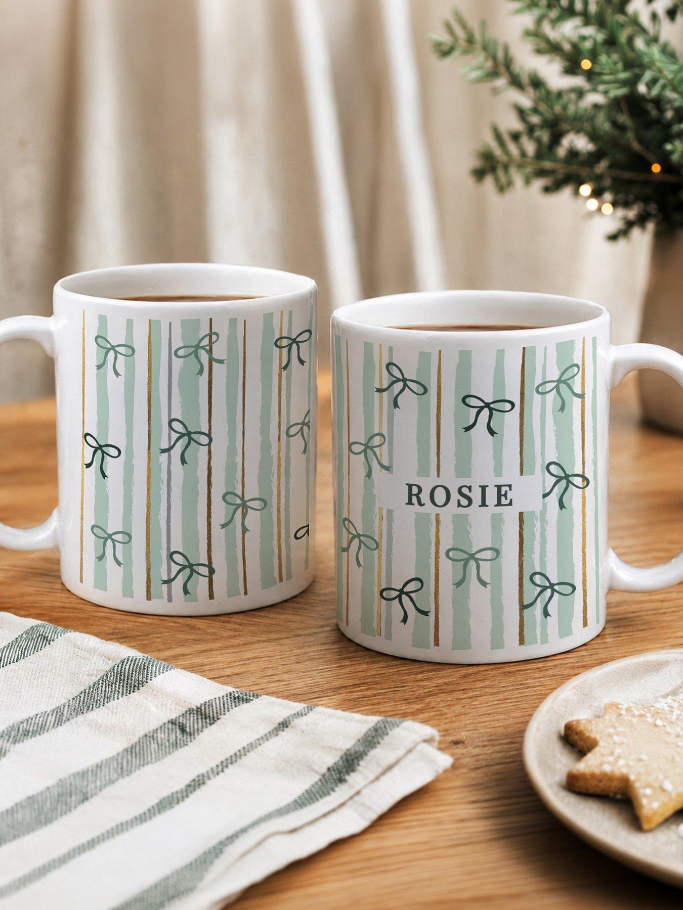 Image 3 of 3 of The Personalised Memento Company Personalised Striped Mug with Bow