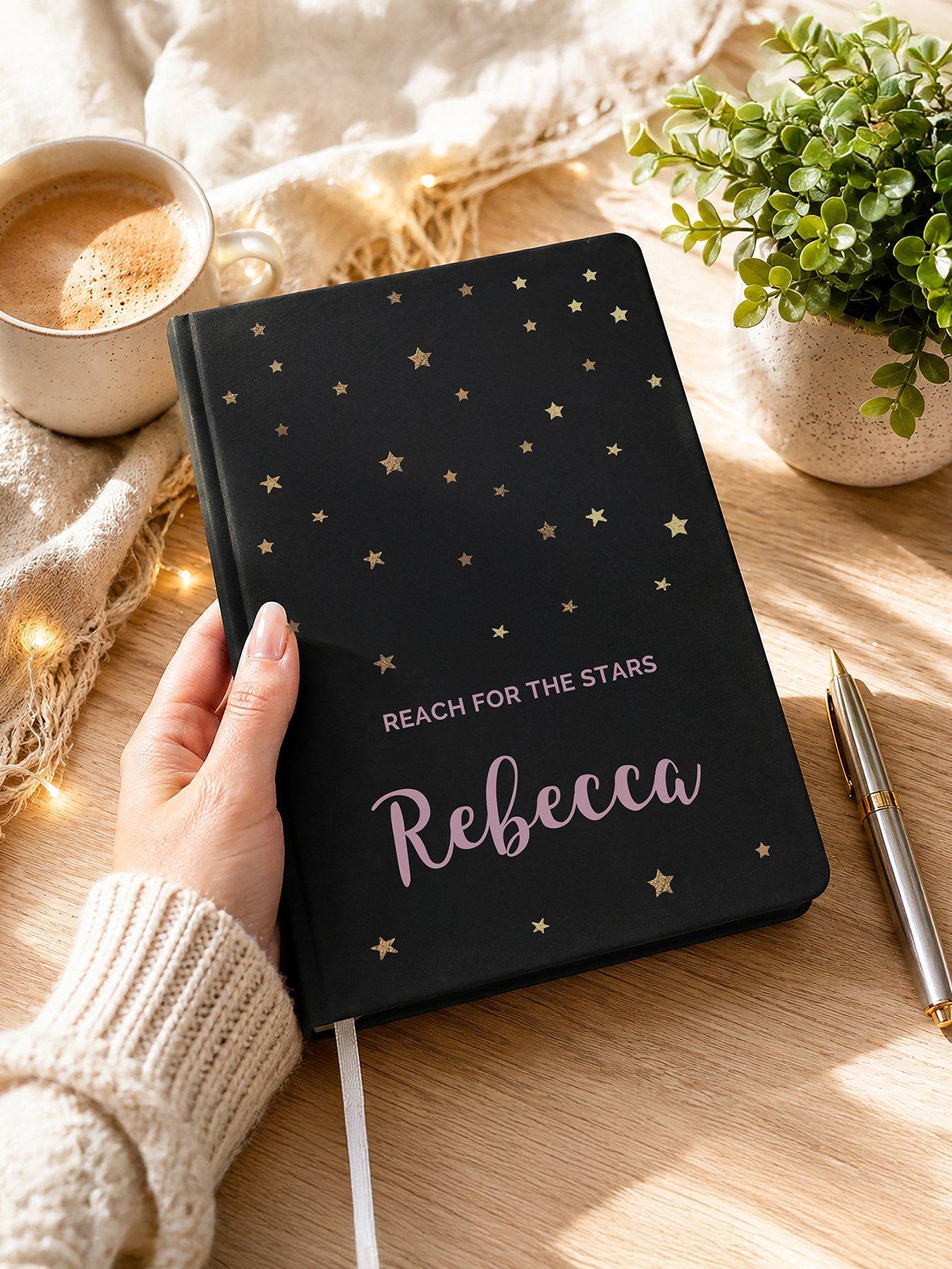Image 1 of 4 of The Personalised Memento Company Personalised Starry Black Hardback Notebook