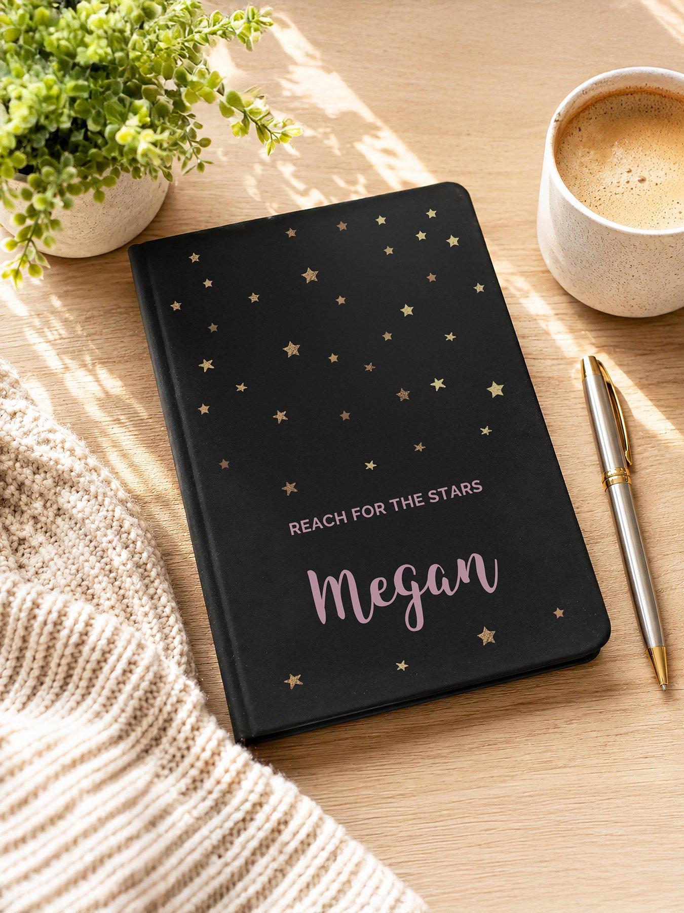 Image 2 of 4 of The Personalised Memento Company Personalised Starry Black Hardback Notebook