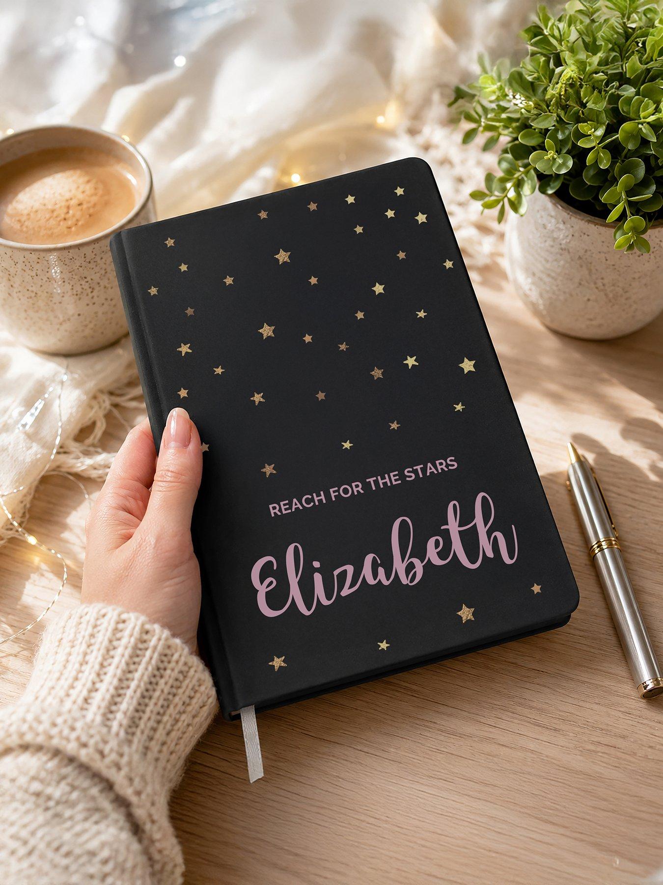 Image 3 of 4 of The Personalised Memento Company Personalised Starry Black Hardback Notebook