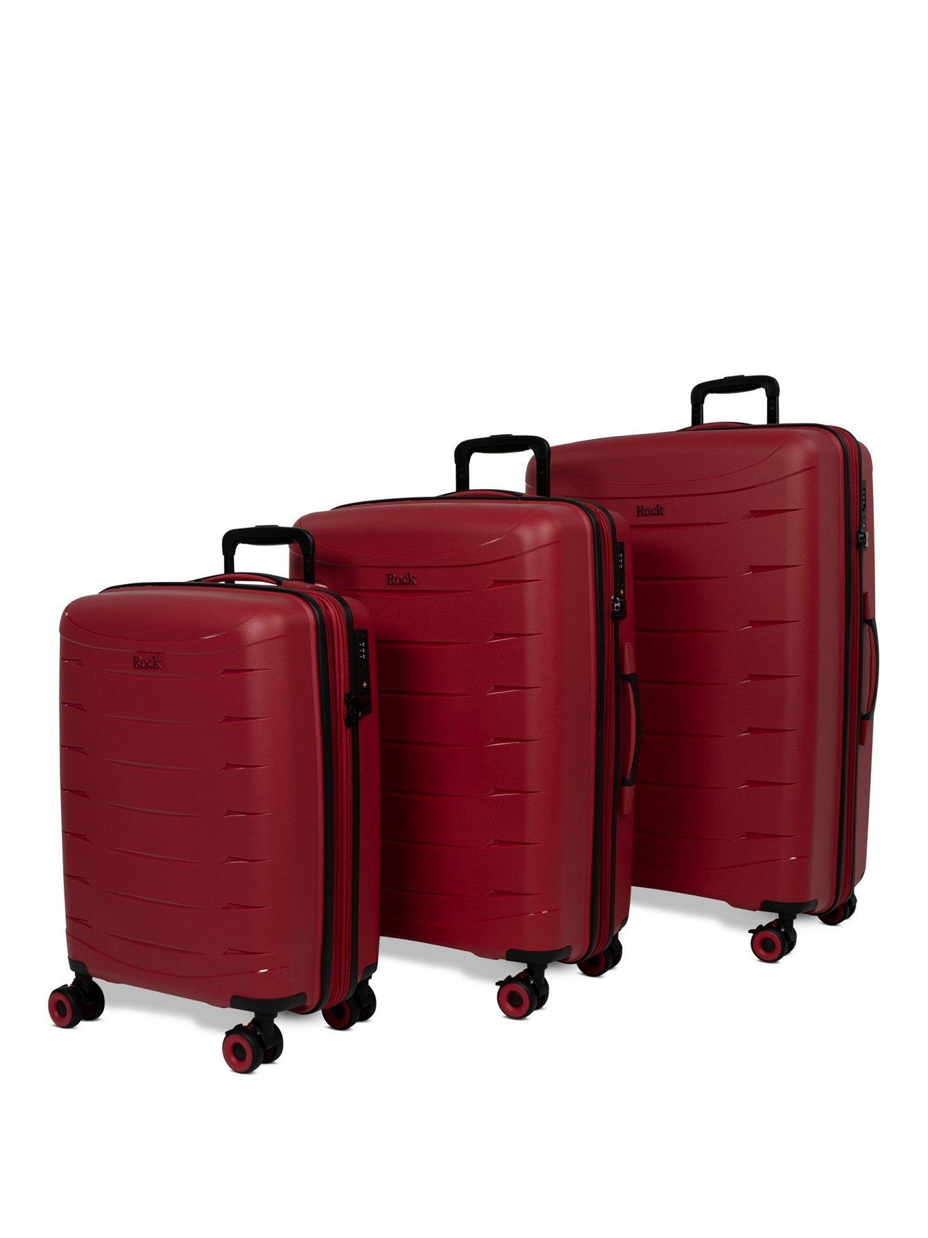 Image 1 of 7 of Rock Luggage Resilient 3pc Set Red Suitcase