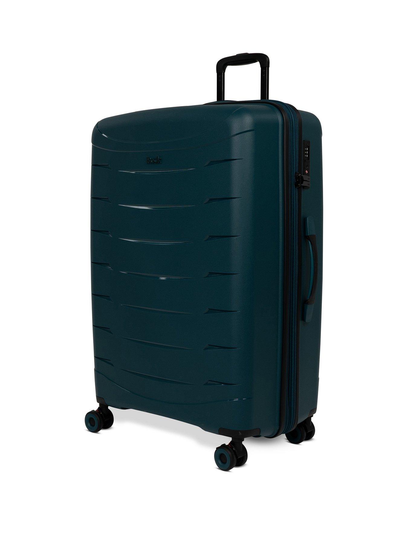 Image 1 of 7 of Rock Luggage Resilient Large Teal Suitcase