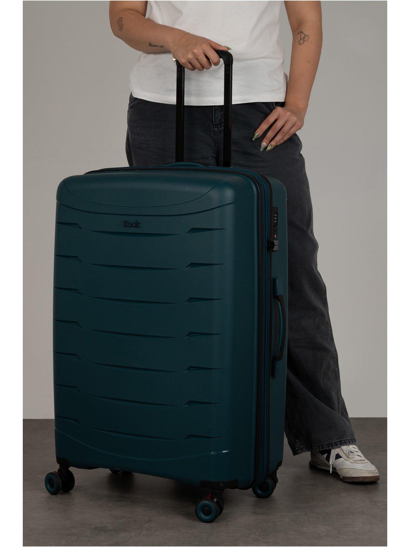 Image 7 of 7 of Rock Luggage Resilient Large Teal Suitcase