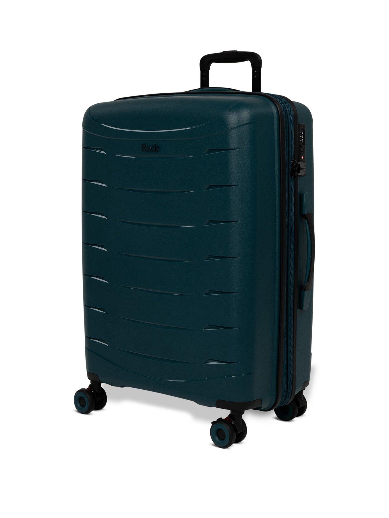 Image 1 of 7 of Rock Luggage Resilient Medium Teal Suitcase