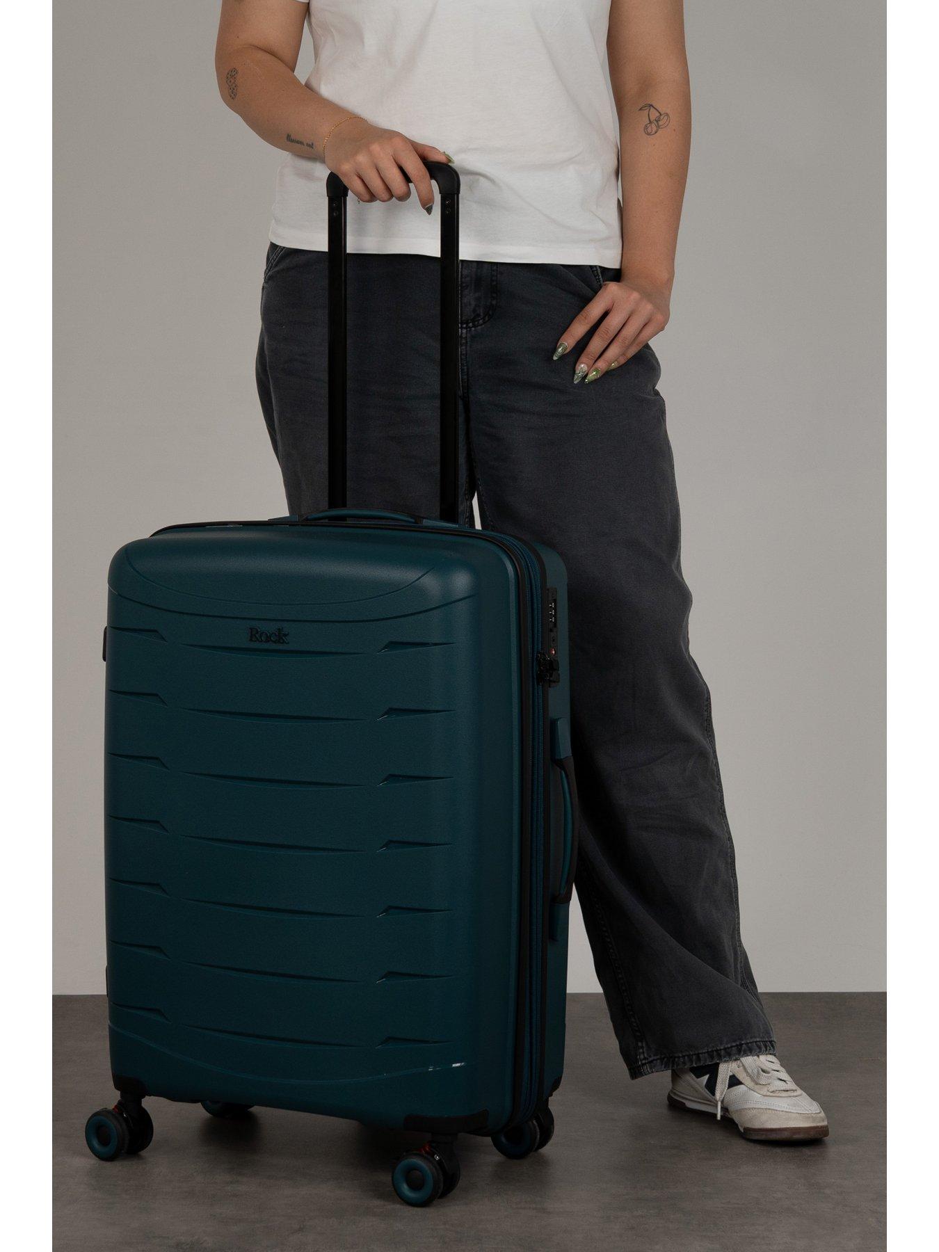 Image 7 of 7 of Rock Luggage Resilient Medium Teal Suitcase