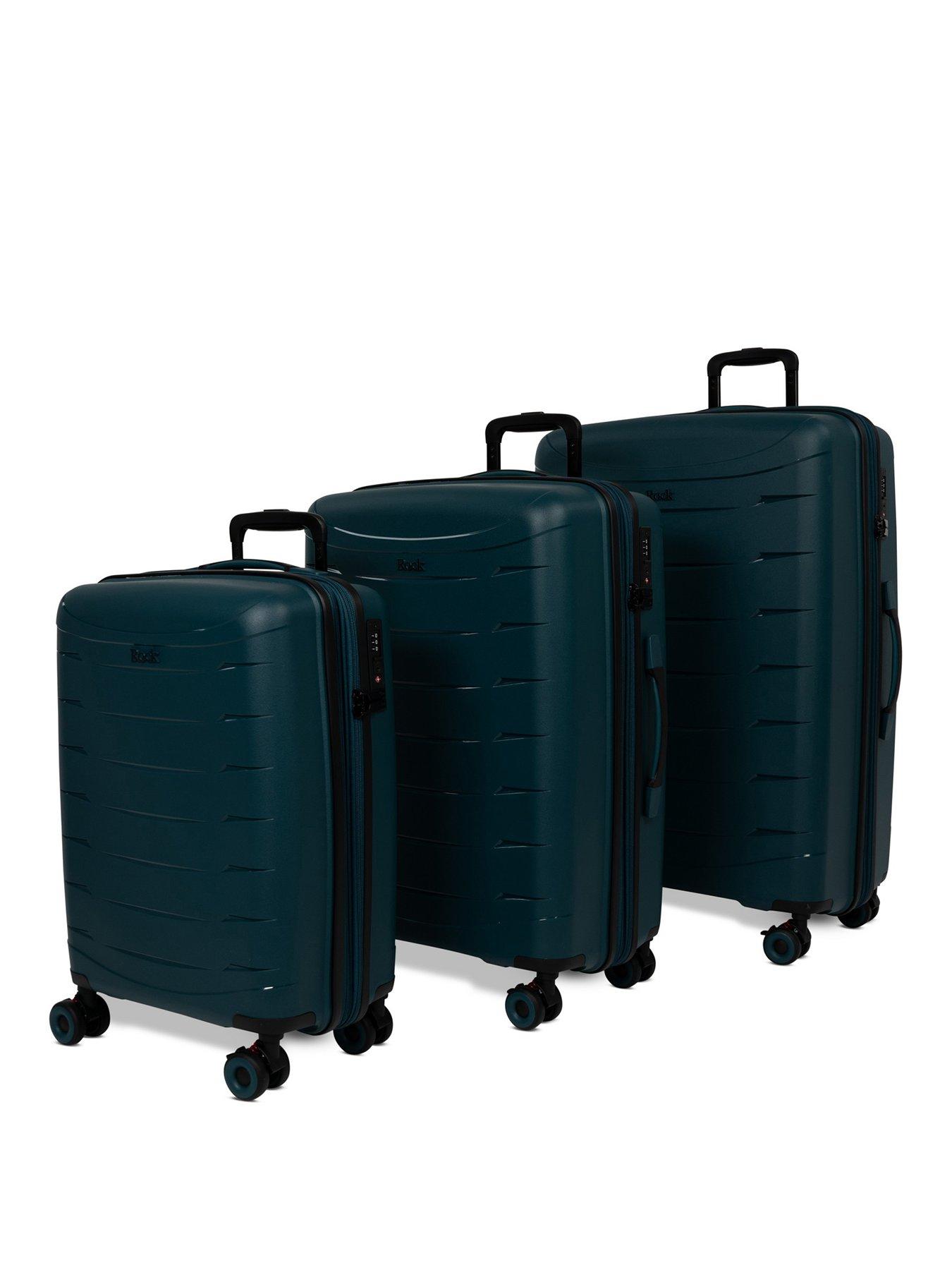 Image 1 of 7 of Rock Luggage Resilient 3pc Set Teal Suitcase