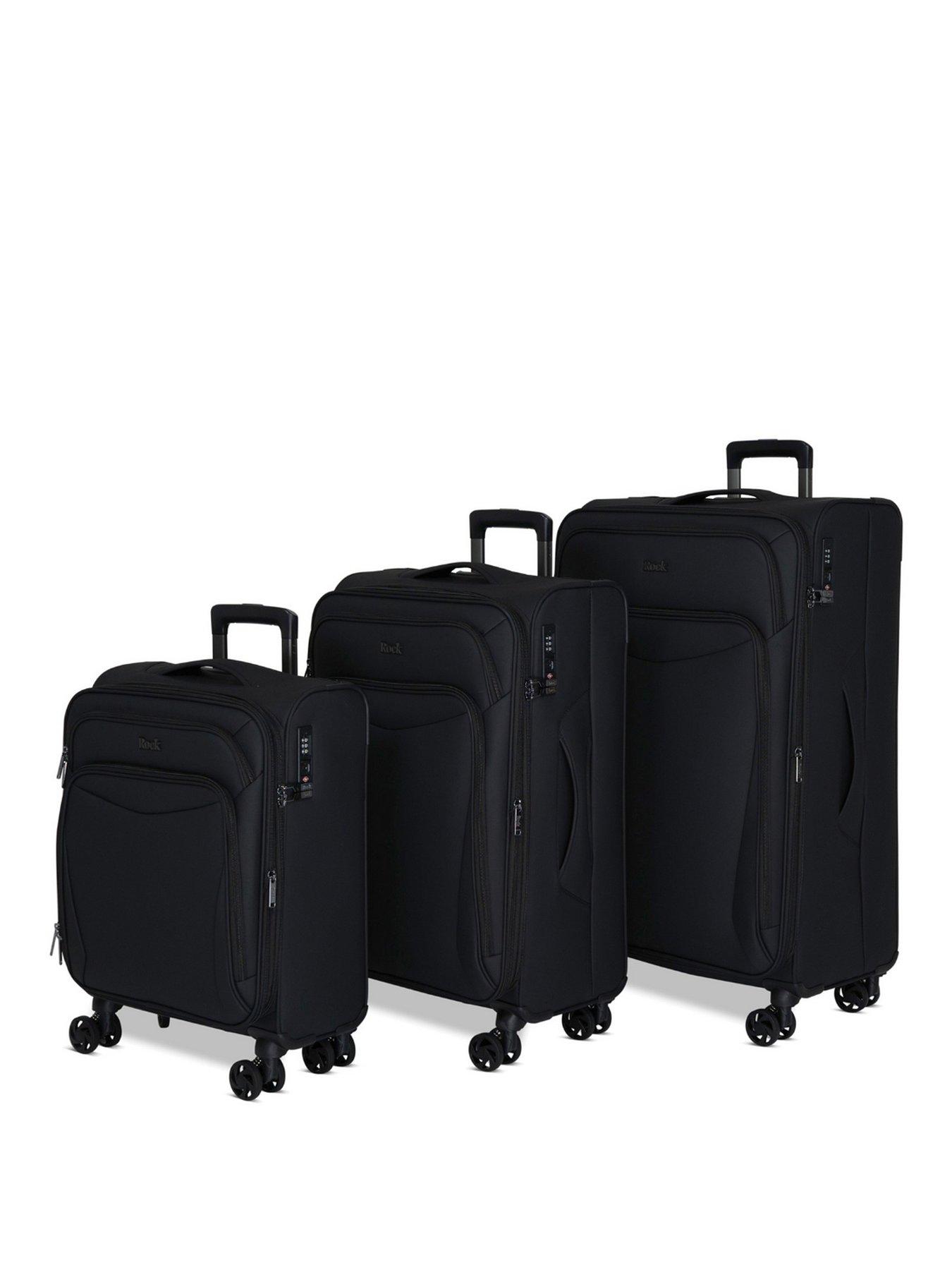 Image 1 of 7 of Rock Luggage Vitality 3pc Set Black Suitcase