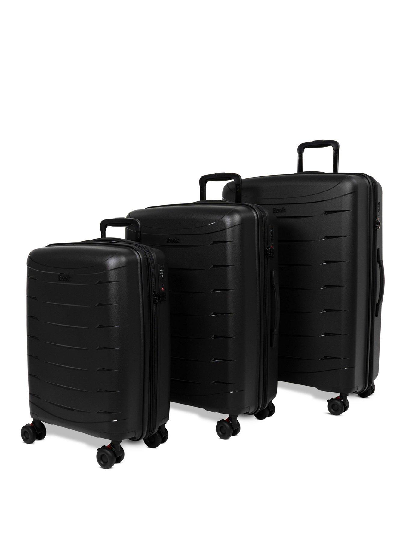 Image 1 of 7 of Rock Luggage Resilient 3pc Set Black Suitcase