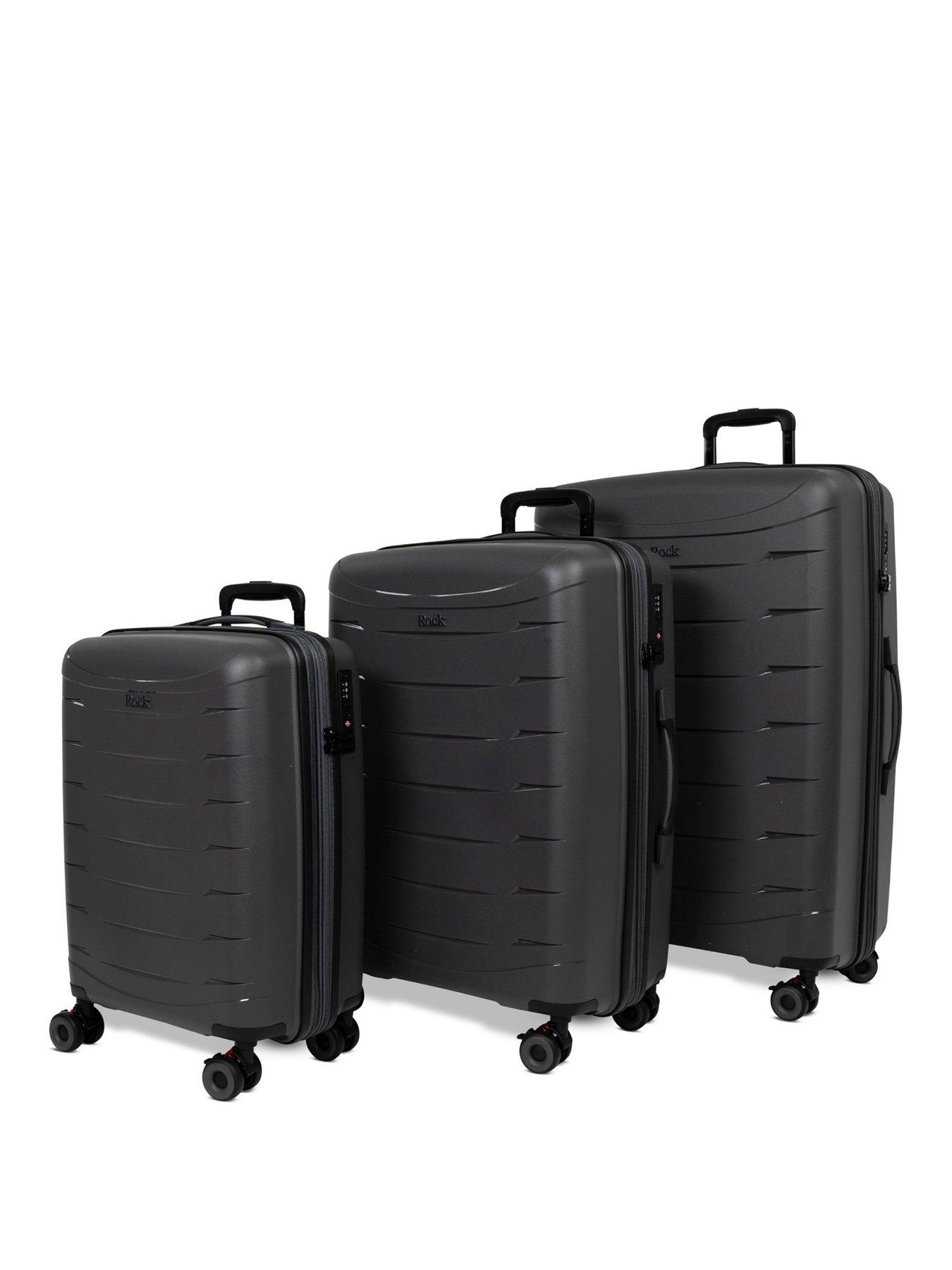 Image 1 of 7 of Rock Luggage Resilient 3pc Set Charcoal Suitcase