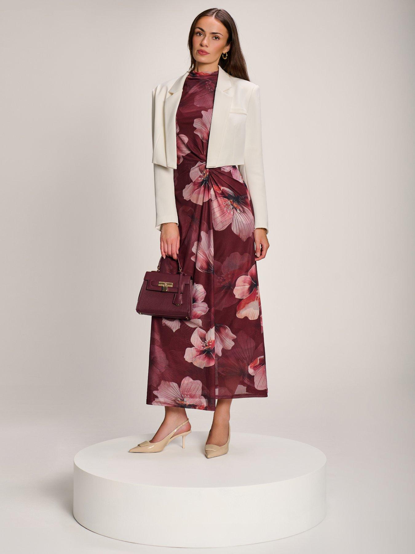 Image 3 of 7 of Jolie Moi High Neck Long Sleeve Mesh Maxi Dress