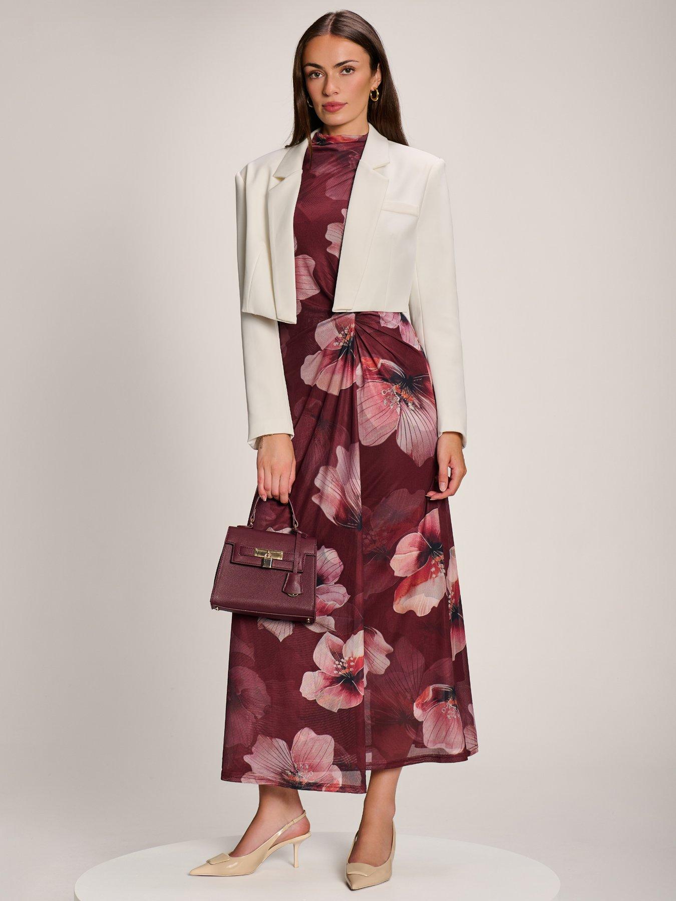 Image 6 of 7 of Jolie Moi High Neck Long Sleeve Mesh Maxi Dress