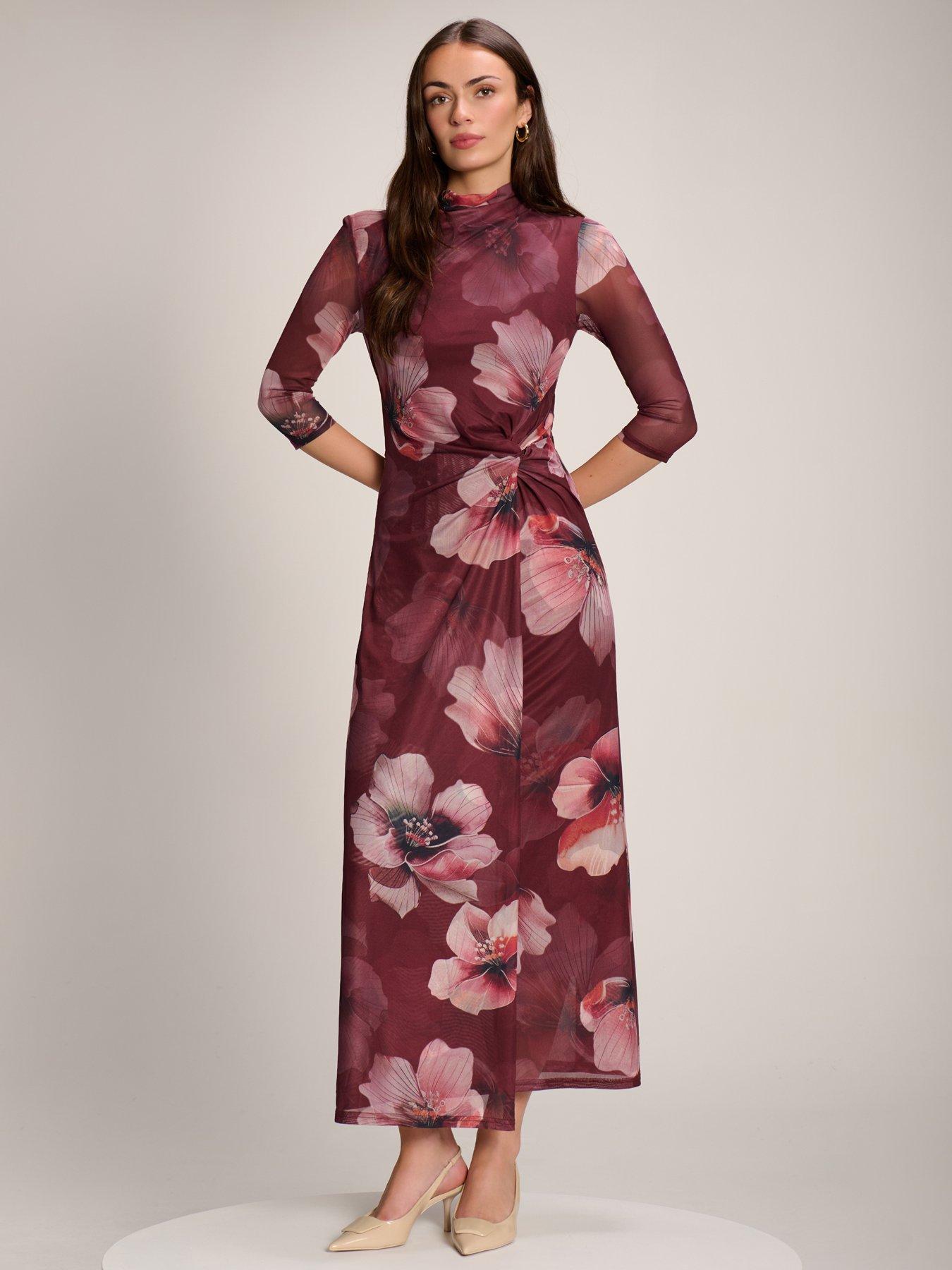 Image 7 of 7 of Jolie Moi High Neck Long Sleeve Mesh Maxi Dress