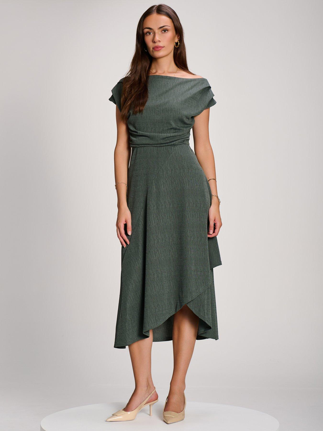 Image 5 of 7 of Jolie Moi Asymmmetric Draped Midi Dress