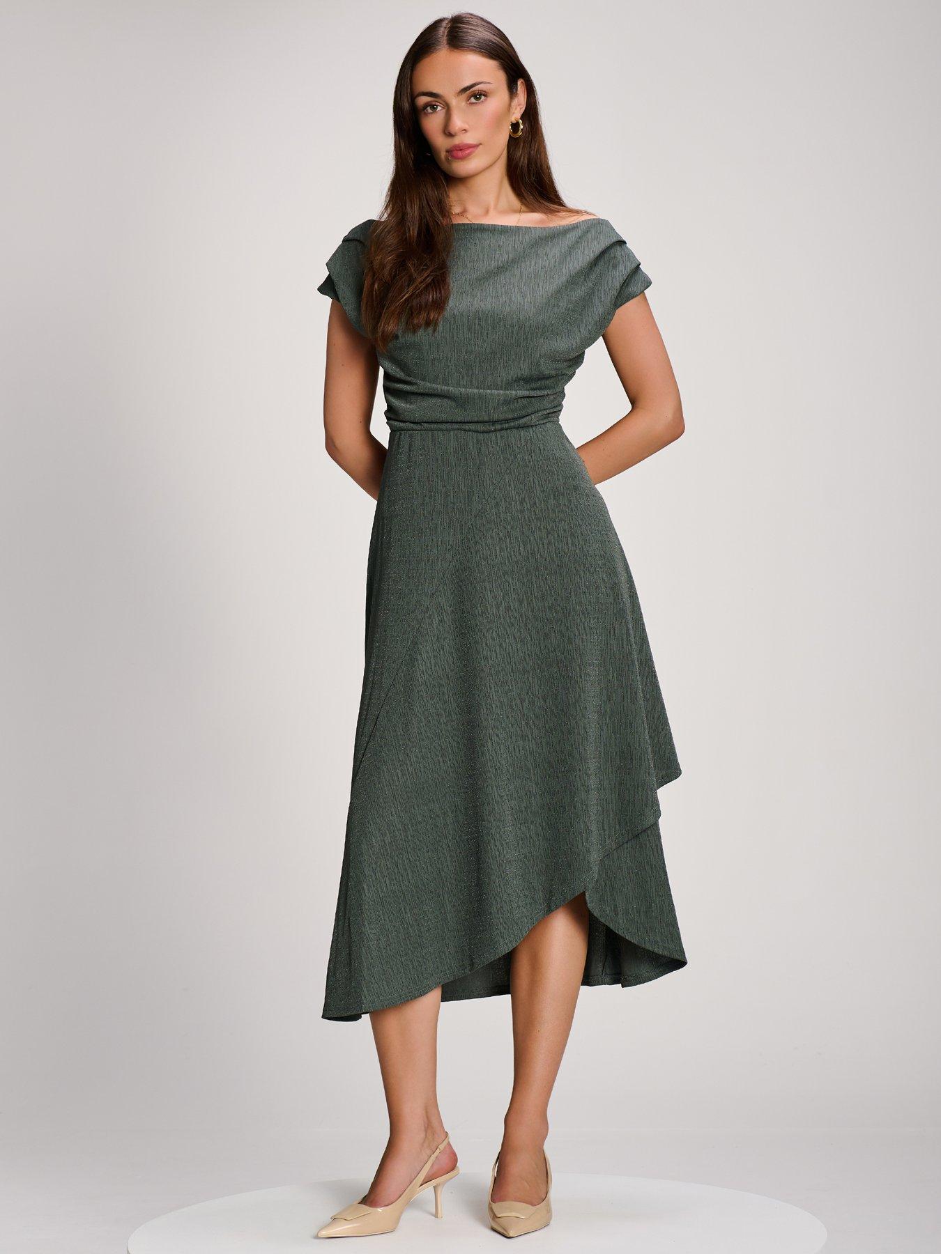 Image 7 of 7 of Jolie Moi Asymmmetric Draped Midi Dress