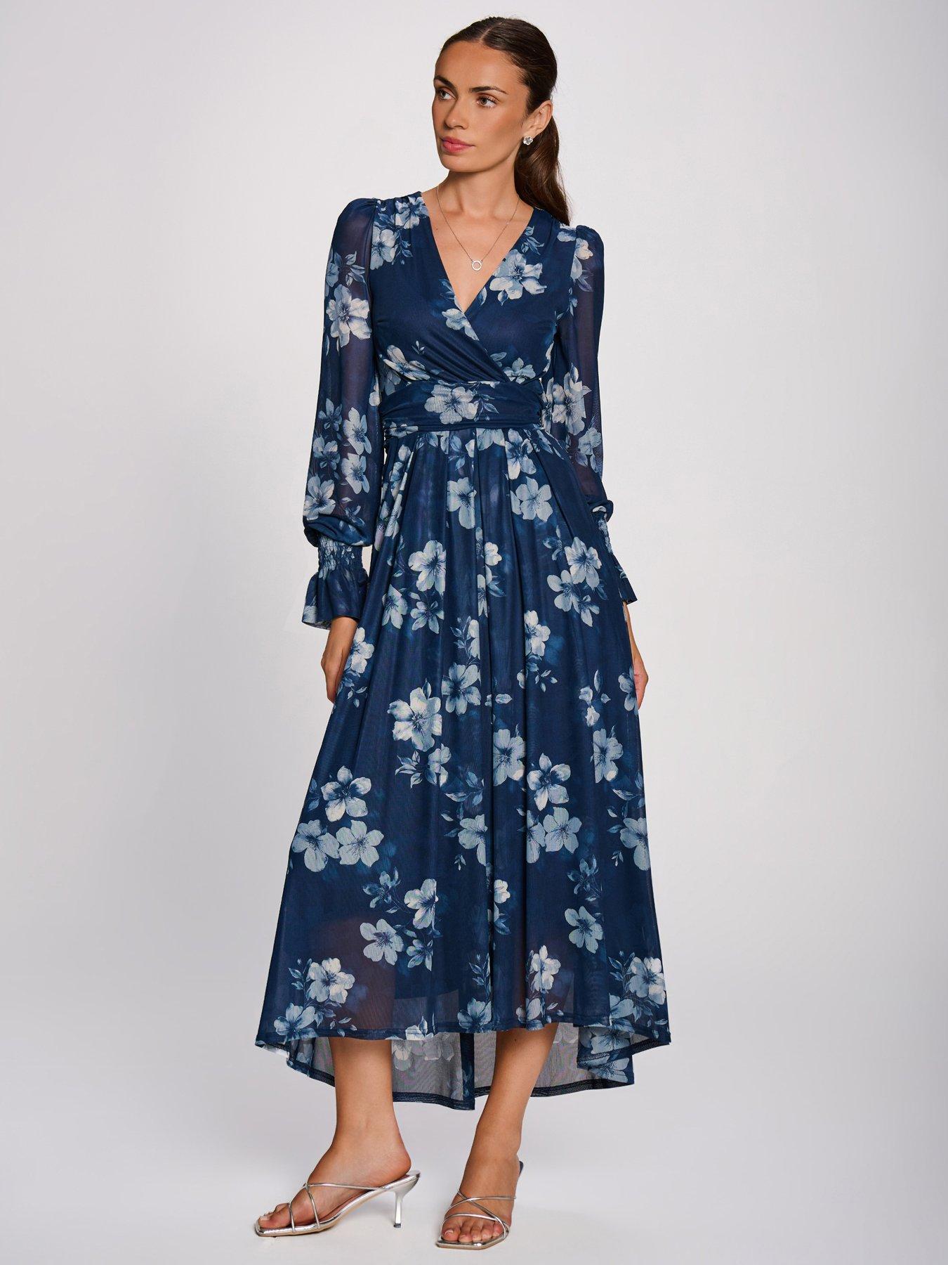Jolie Moi Long Sleeve Maxi Mesh Dress
