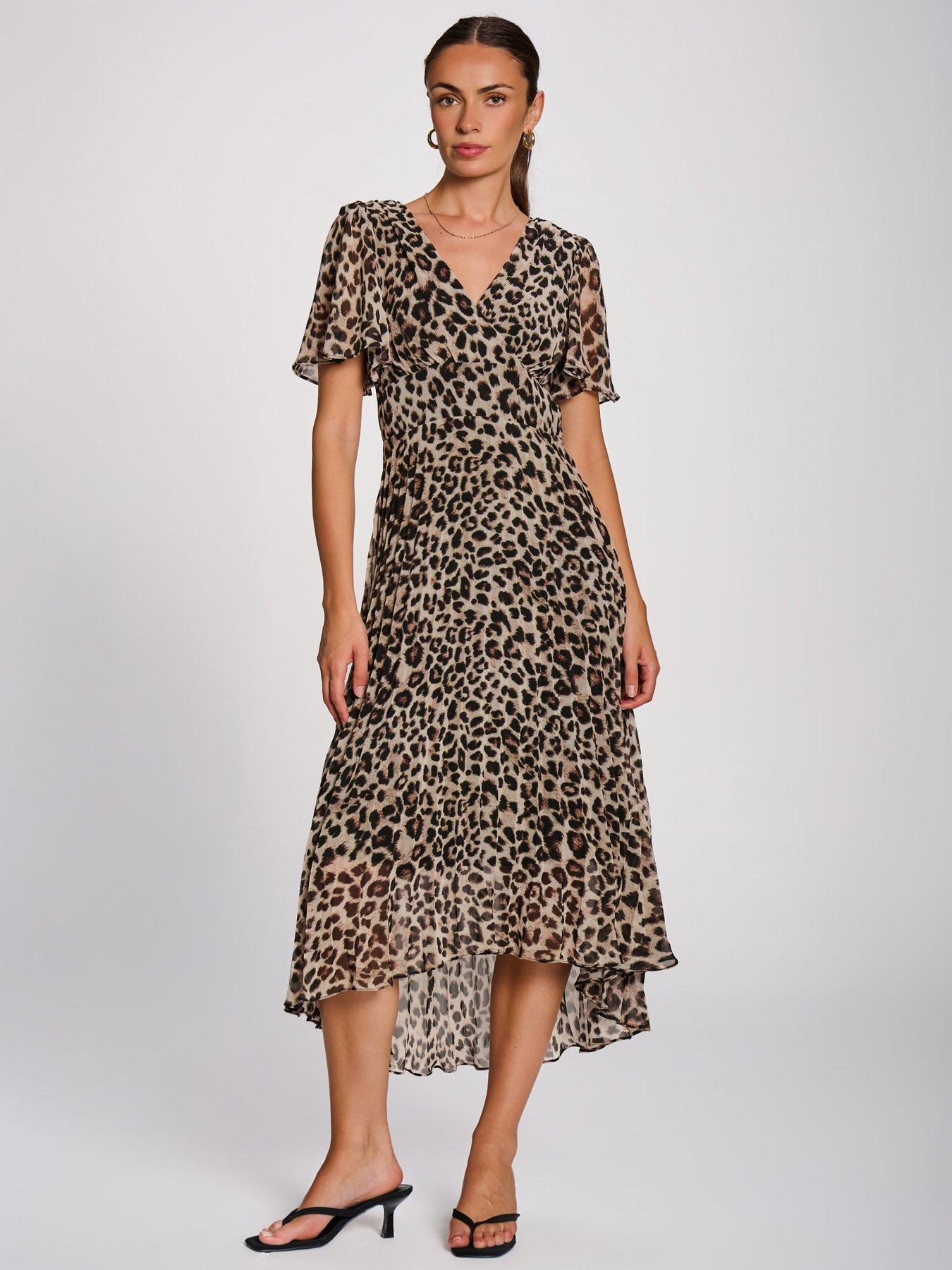 Jolie Moi Womens V-Neck Pleated Chiffon Midaxi Dress - Multi