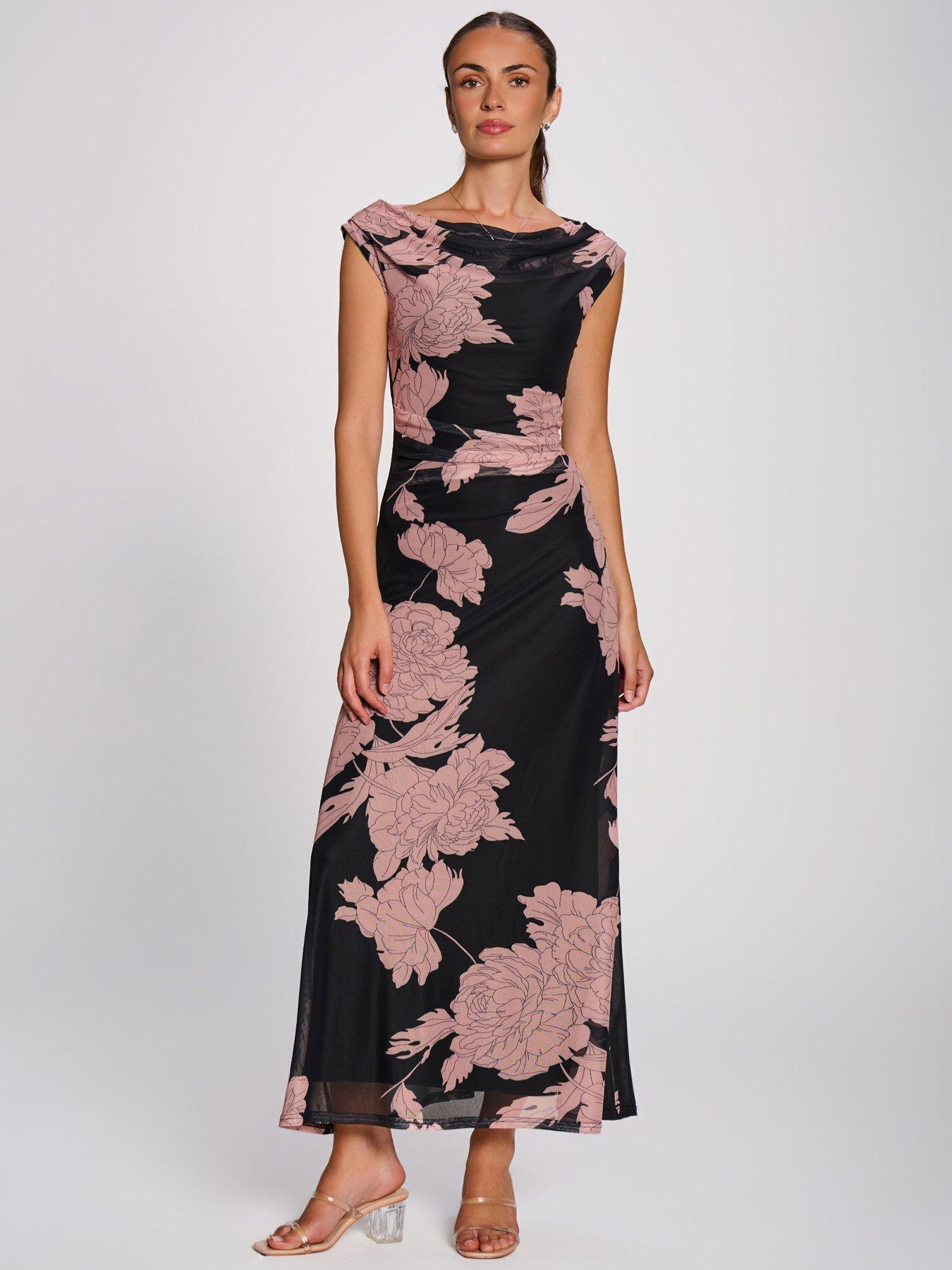 Image 1 of 7 of Jolie Moi Multiway Neckline Mesh Maxi Dress
