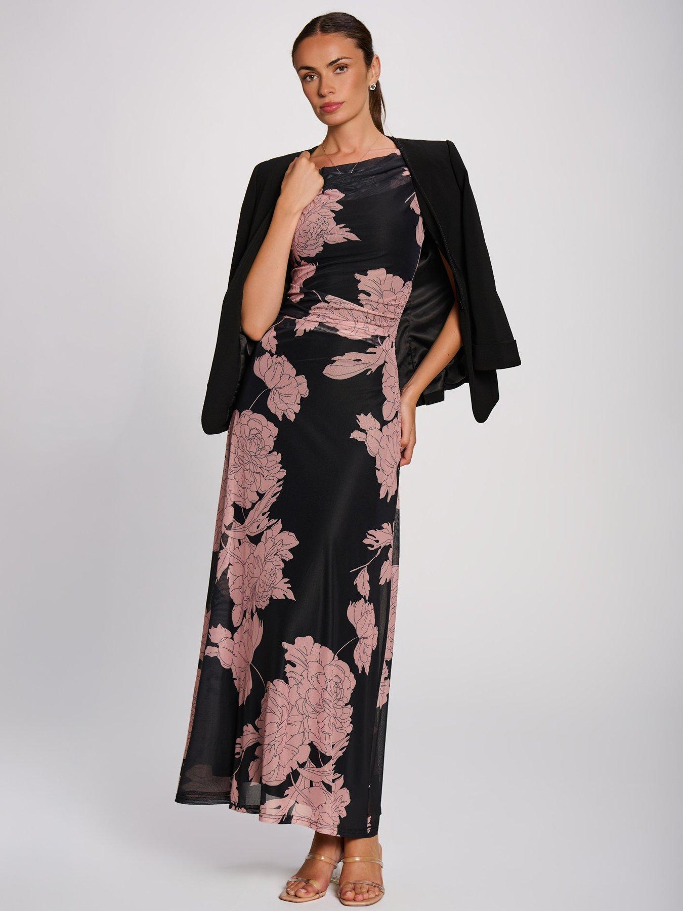 Image 5 of 7 of Jolie Moi Multiway Neckline Mesh Maxi Dress
