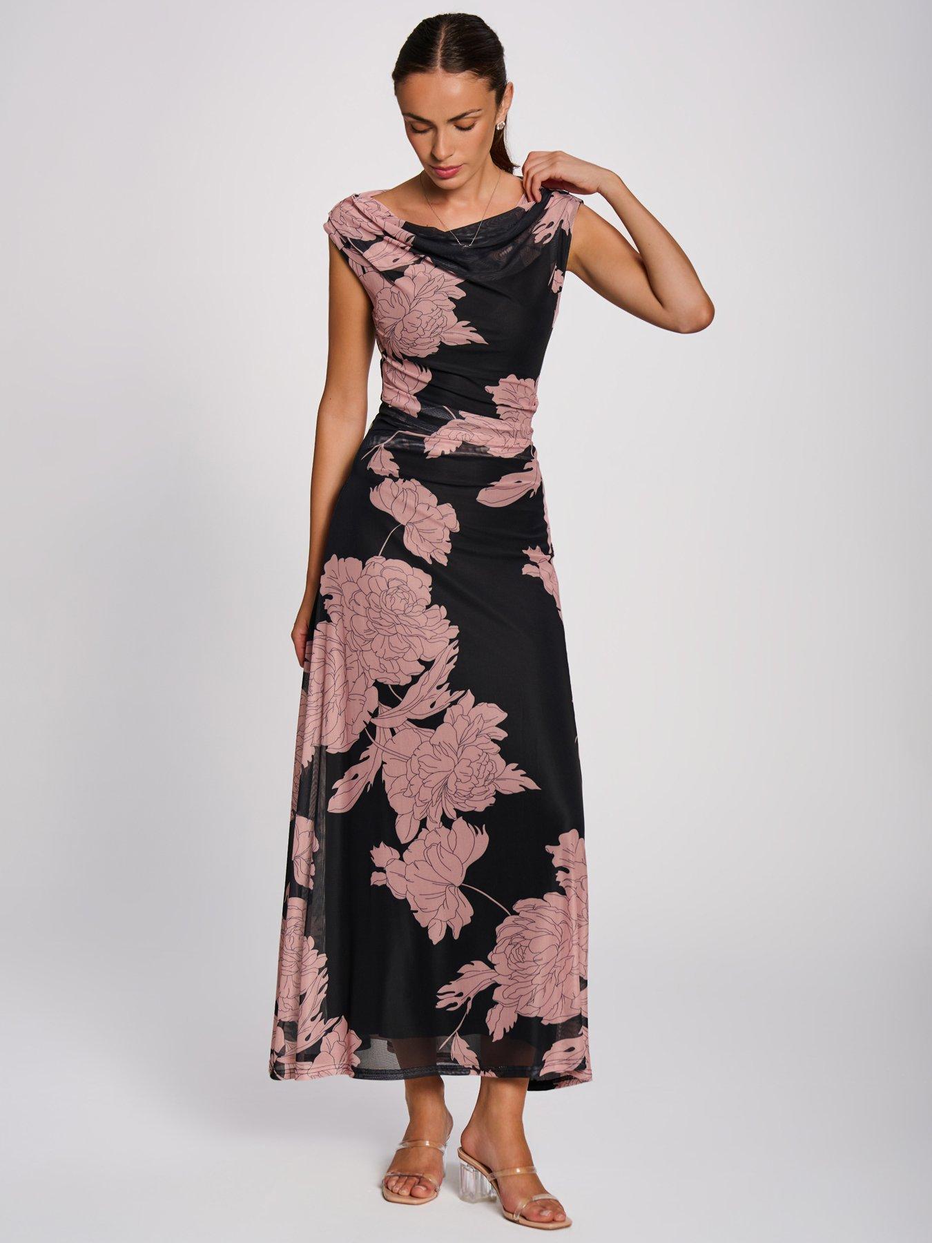 Image 6 of 7 of Jolie Moi Multiway Neckline Mesh Maxi Dress
