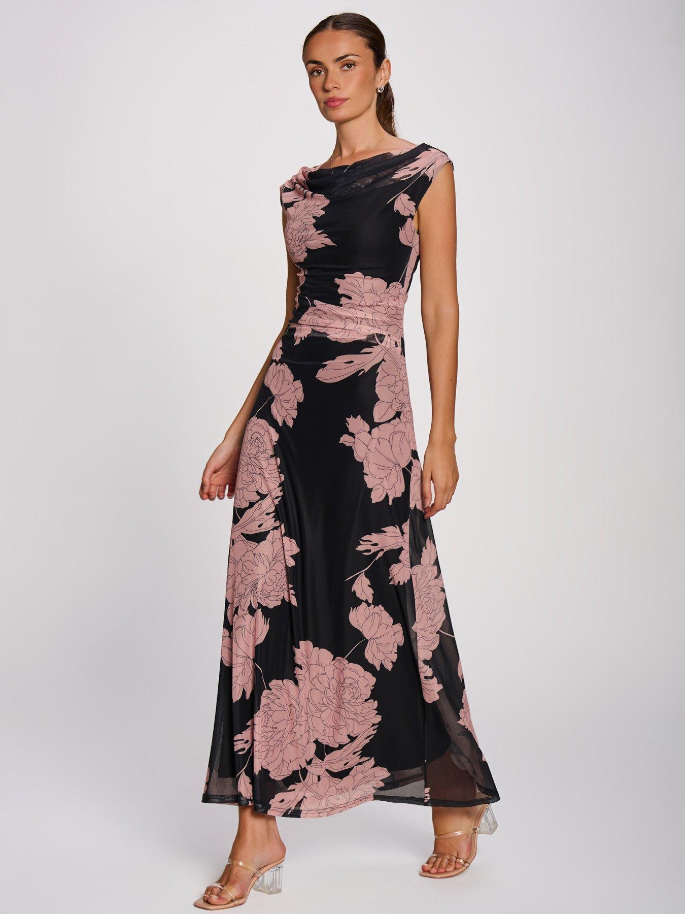 Image 7 of 7 of Jolie Moi Multiway Neckline Mesh Maxi Dress