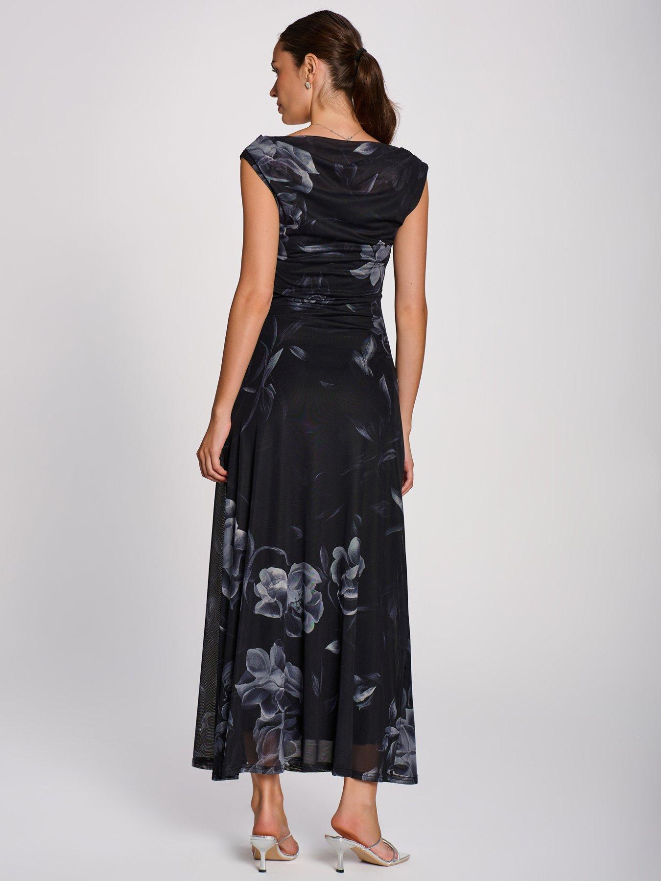 Image 2 of 7 of Jolie Moi Multiway Neckline Mesh Maxi Dress