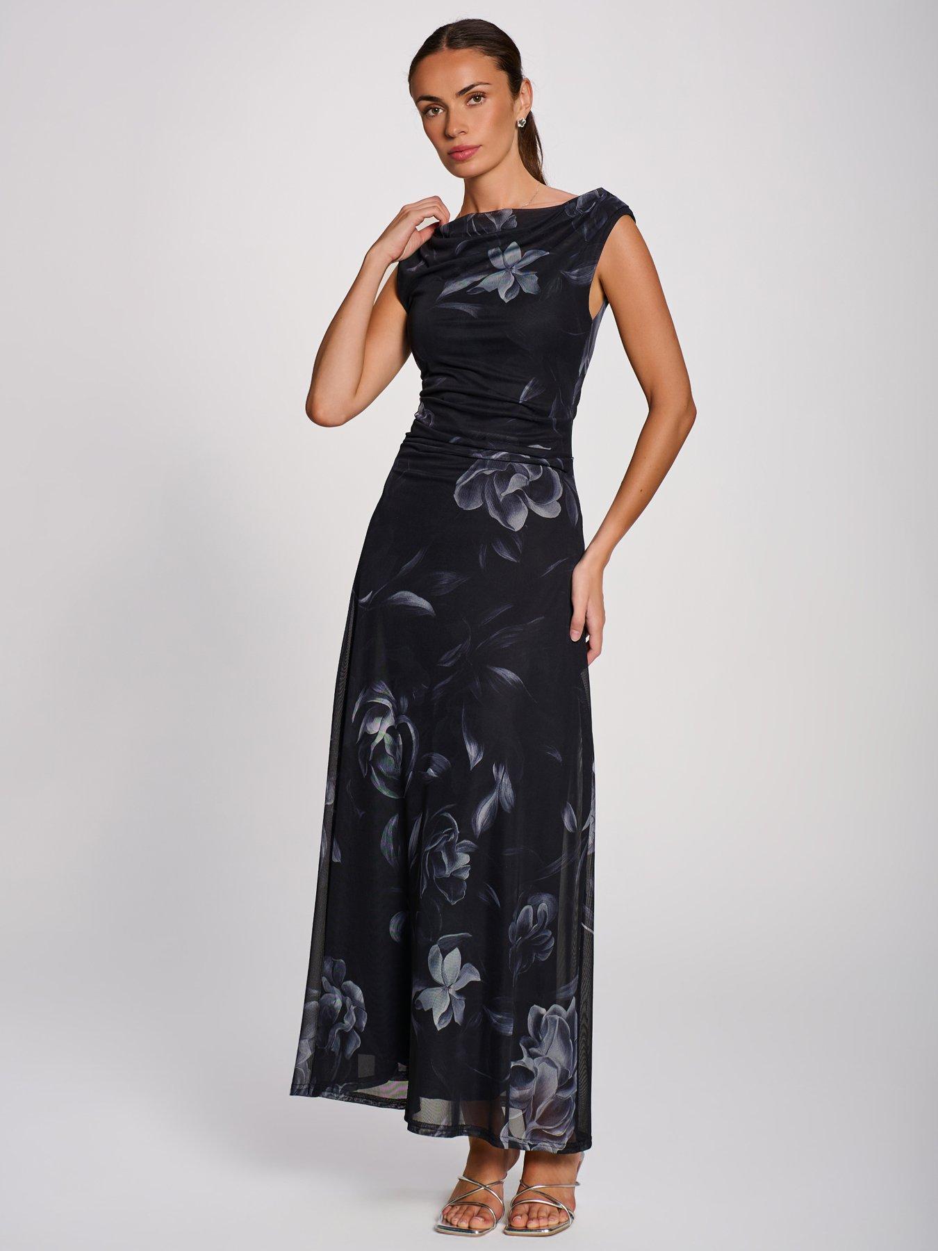 Image 3 of 7 of Jolie Moi Multiway Neckline Mesh Maxi Dress