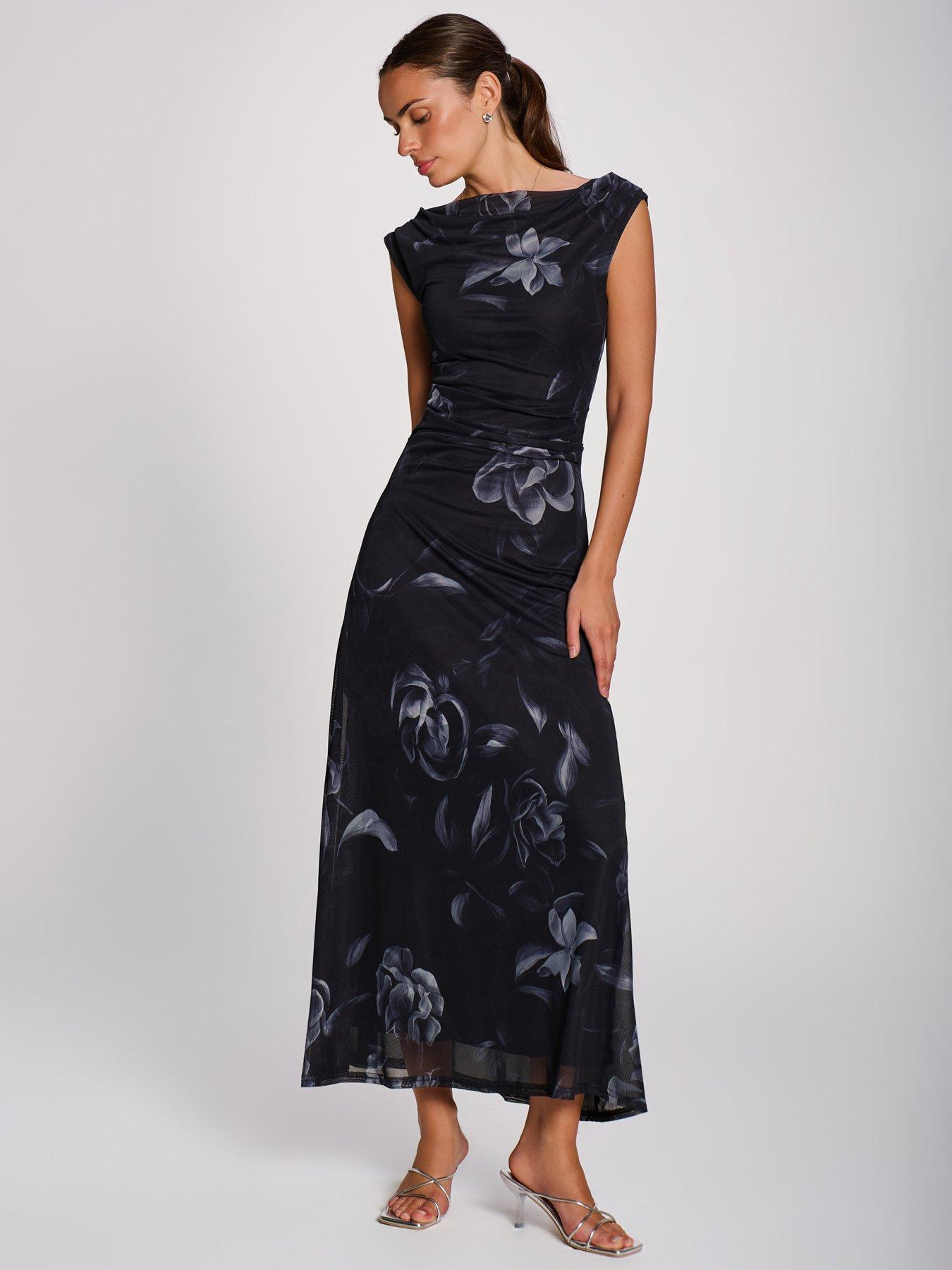 Image 5 of 7 of Jolie Moi Multiway Neckline Mesh Maxi Dress