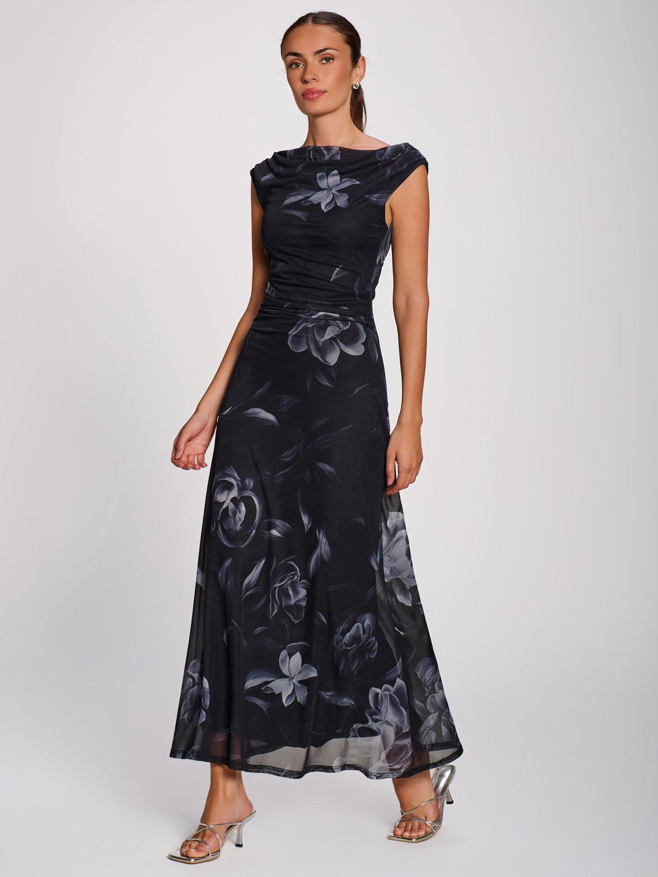 Image 6 of 7 of Jolie Moi Multiway Neckline Mesh Maxi Dress