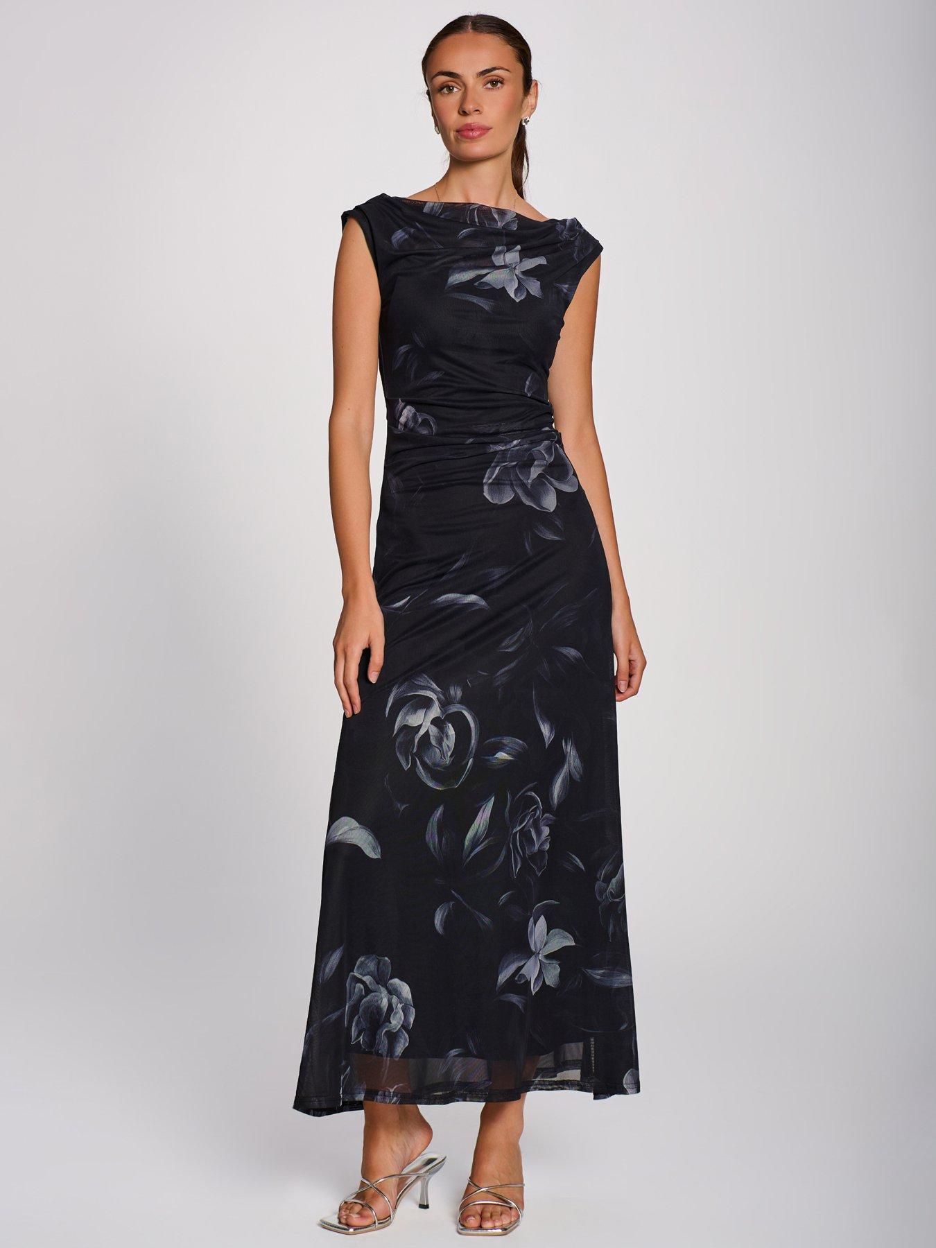 Image 7 of 7 of Jolie Moi Multiway Neckline Mesh Maxi Dress
