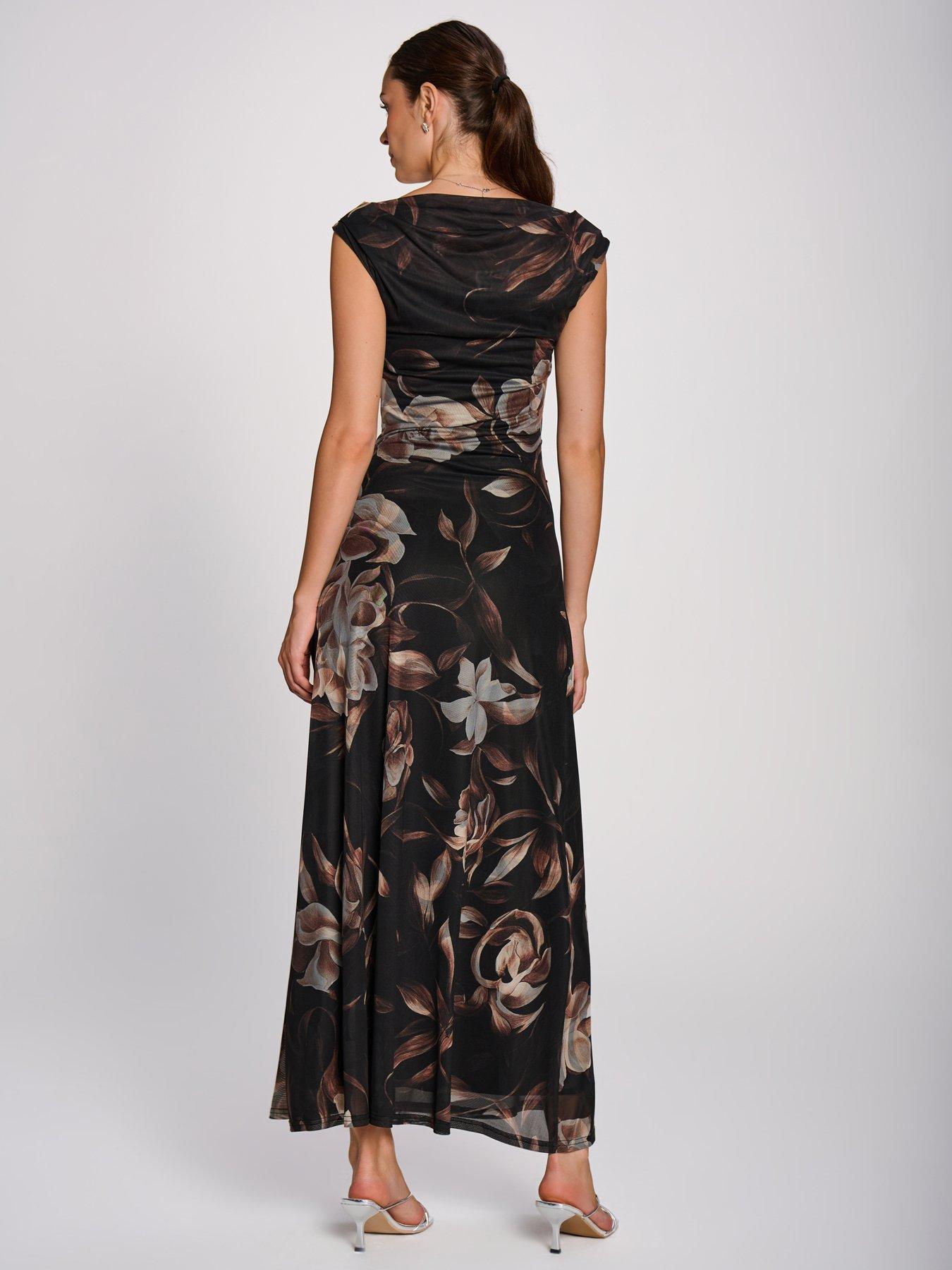 Image 2 of 6 of Jolie Moi Multiway Neckline Mesh Maxi Dress