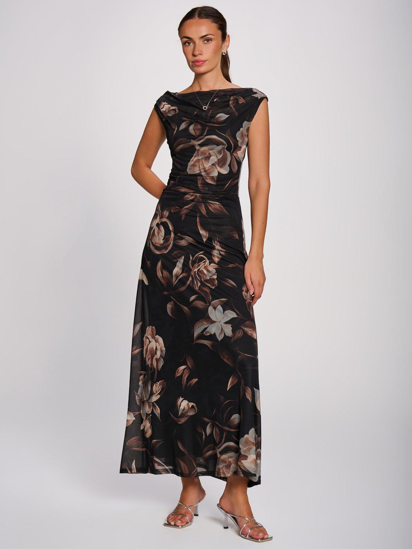 Image 6 of 6 of Jolie Moi Multiway Neckline Mesh Maxi Dress