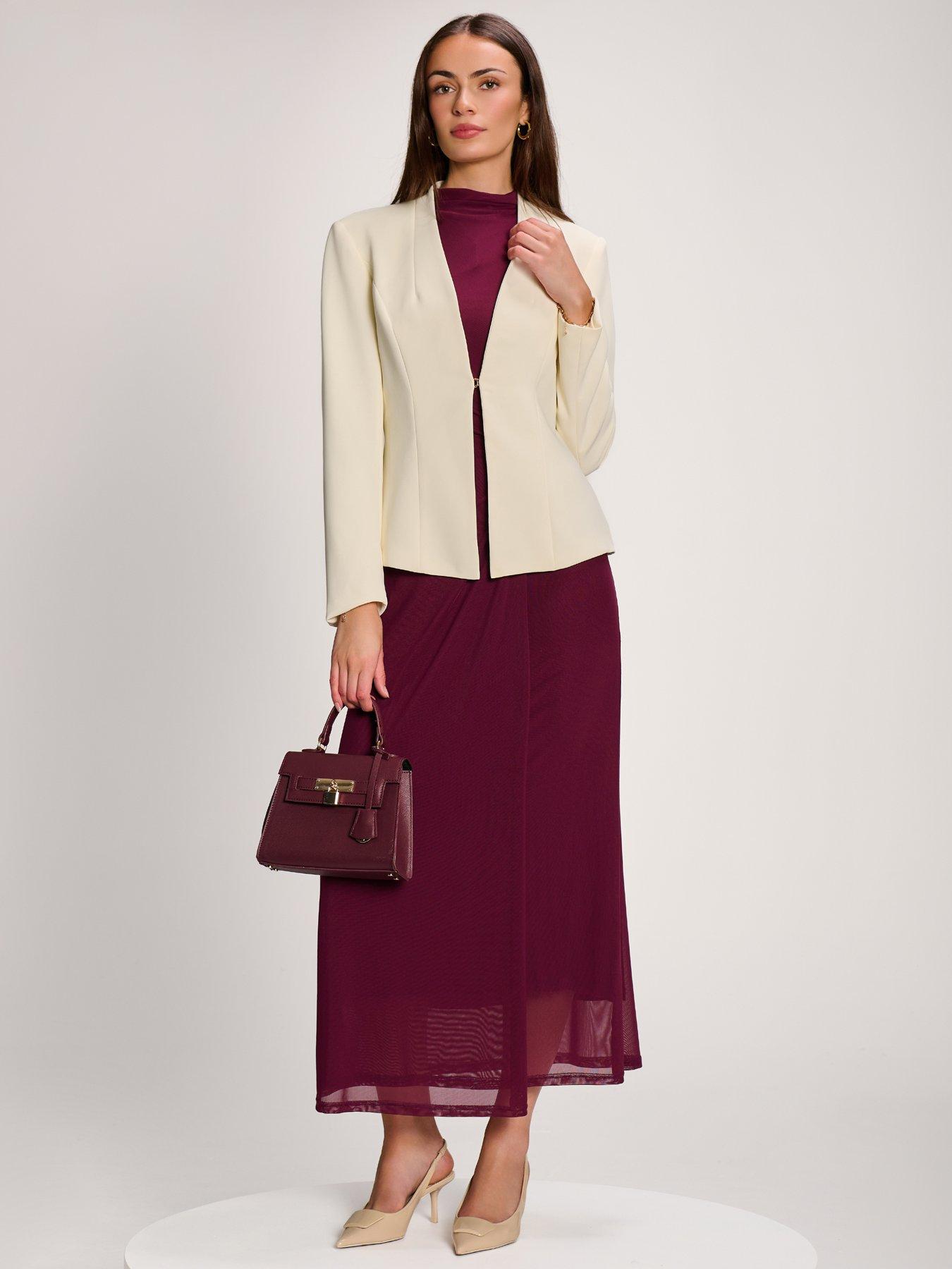 Image 5 of 7 of Jolie Moi High Neck Long Sleeve Mesh Maxi Dress