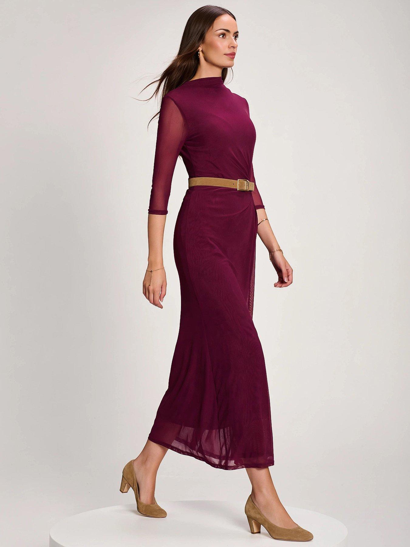 Image 7 of 7 of Jolie Moi High Neck Long Sleeve Mesh Maxi Dress