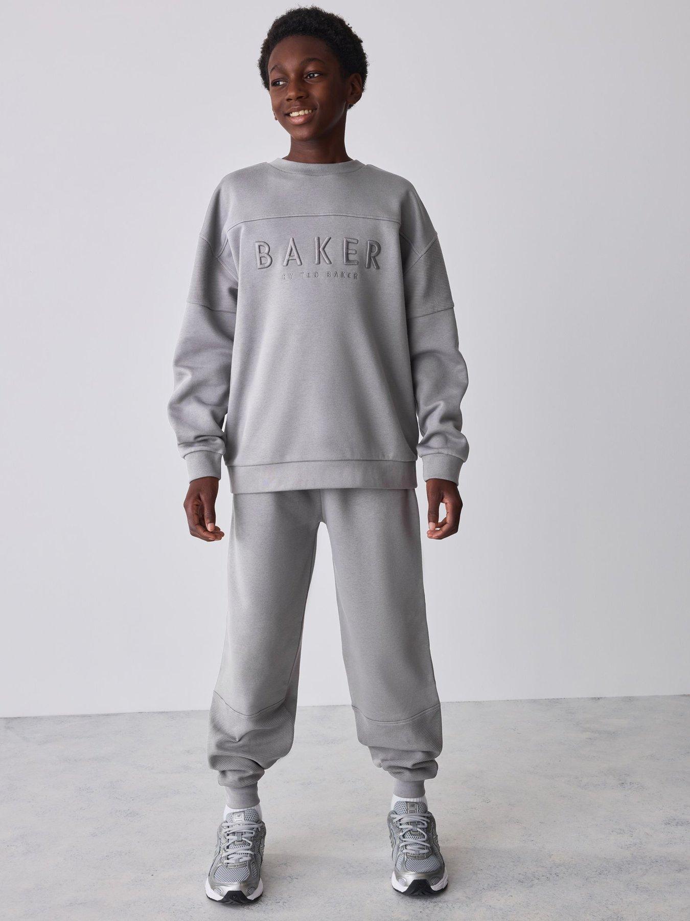 Image 1 of 7 of Ted Baker Boys Baker Embroidered Logo Drawcord Tracksuit Set - Grey