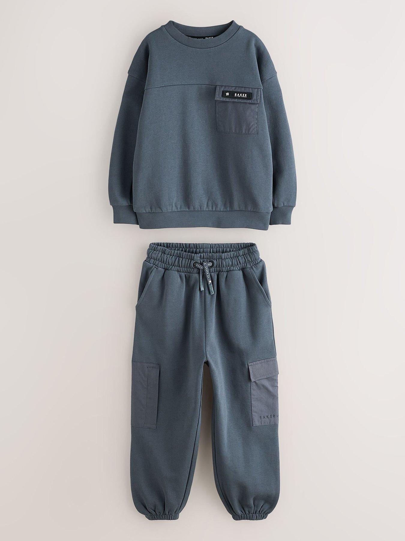 Image 2 of 7 of Ted Baker Boys Oversized Sweatshirt And Joggers Set - Grey