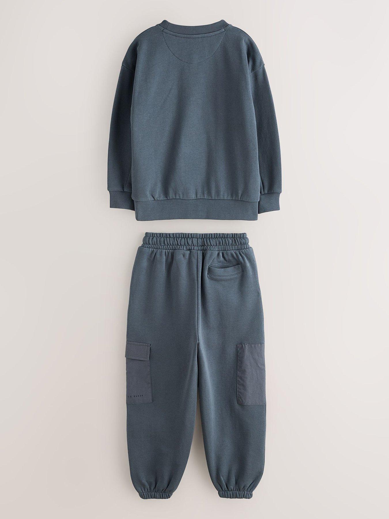 Image 3 of 7 of Ted Baker Boys Oversized Sweatshirt And Joggers Set - Grey