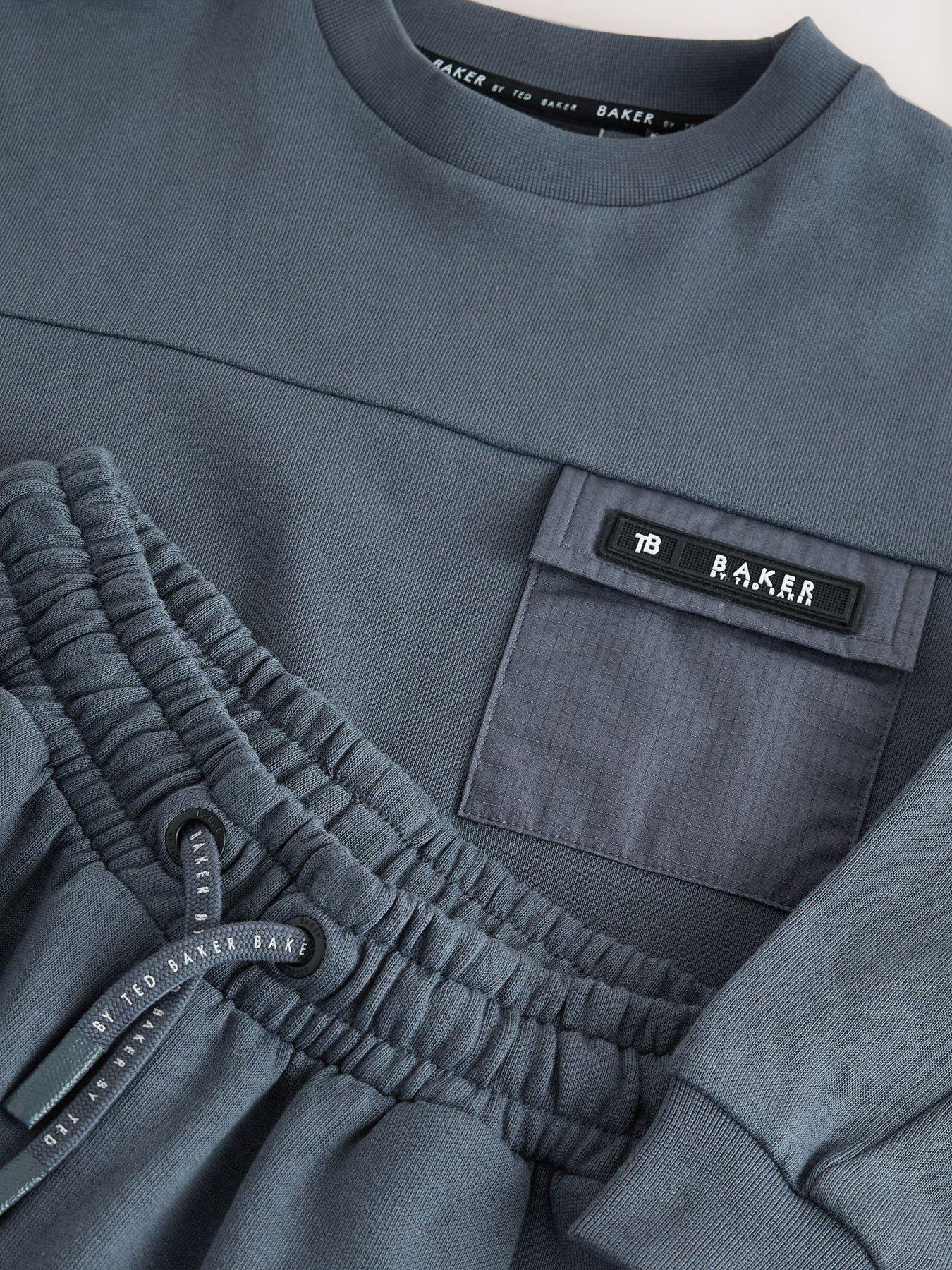 Image 4 of 7 of Ted Baker Boys Oversized Sweatshirt And Joggers Set - Grey