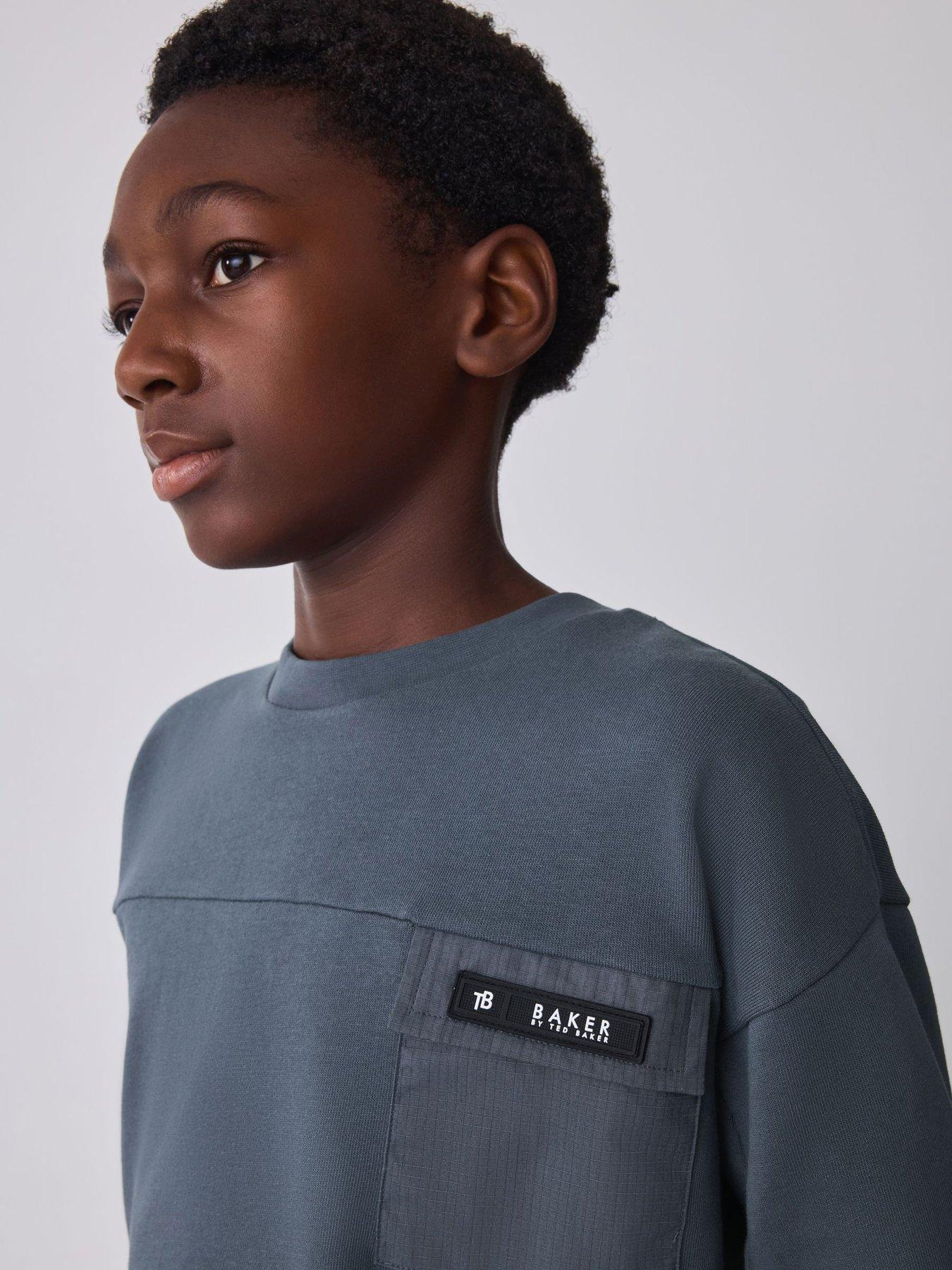 Image 7 of 7 of Ted Baker Boys Oversized Sweatshirt And Joggers Set - Grey