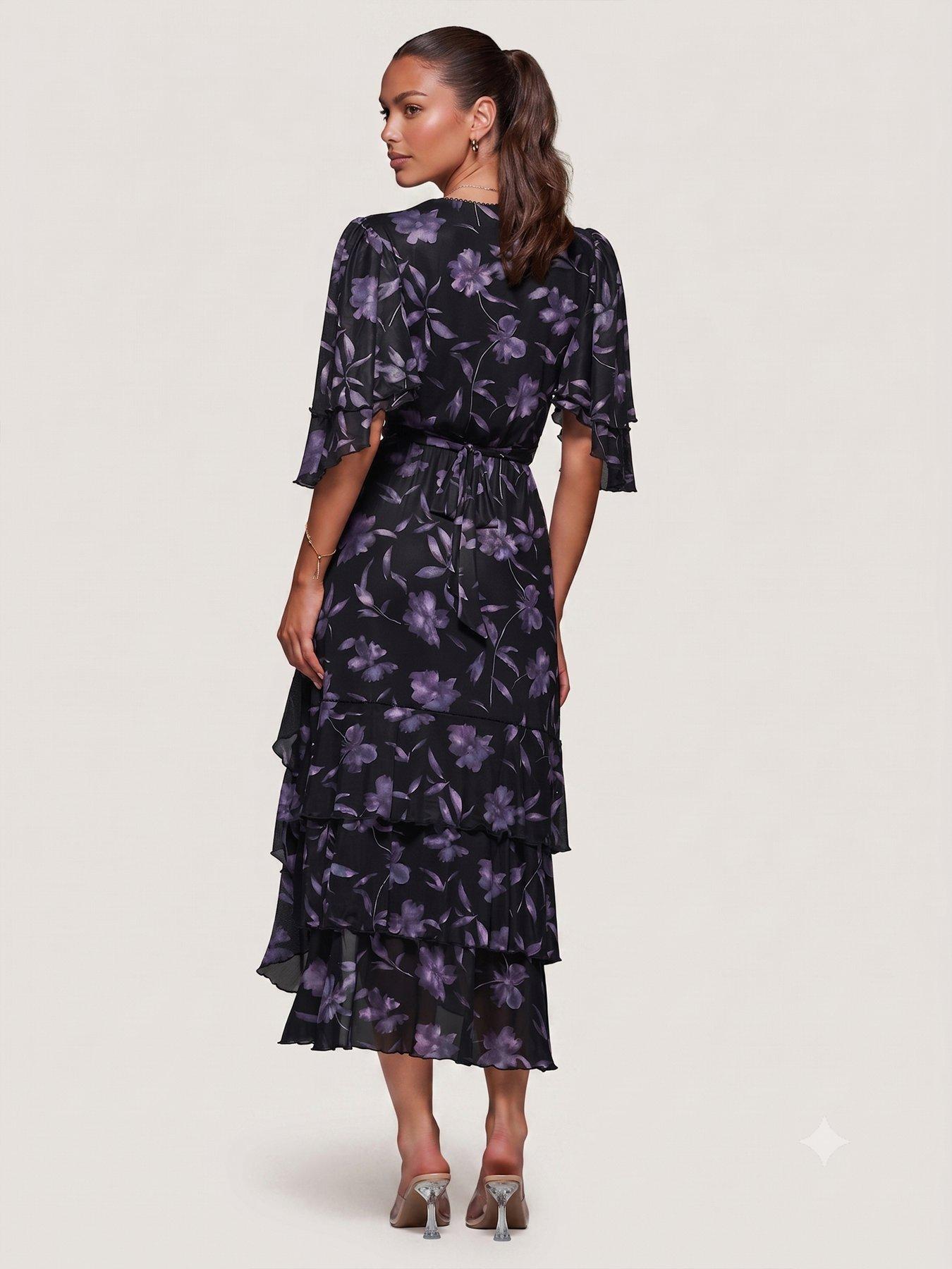 Image 2 of 6 of Jolie Moi Frill Trim Mesh Maxi Dress