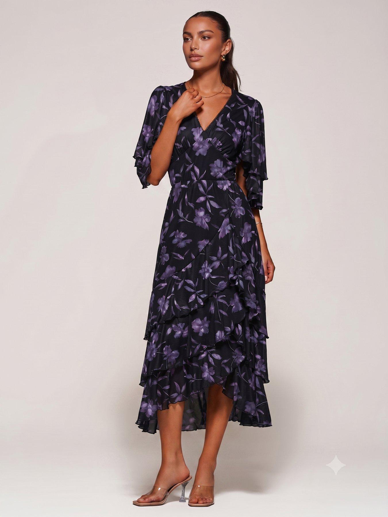 Image 3 of 6 of Jolie Moi Frill Trim Mesh Maxi Dress