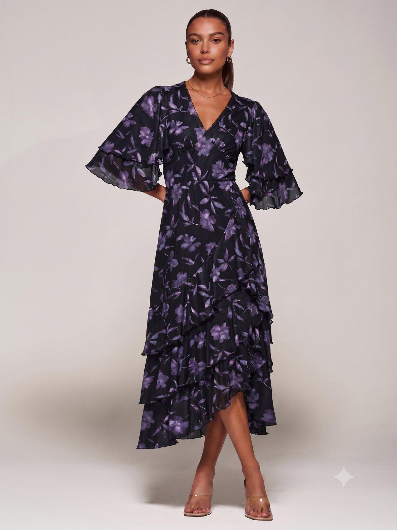 Image 5 of 6 of Jolie Moi Frill Trim Mesh Maxi Dress
