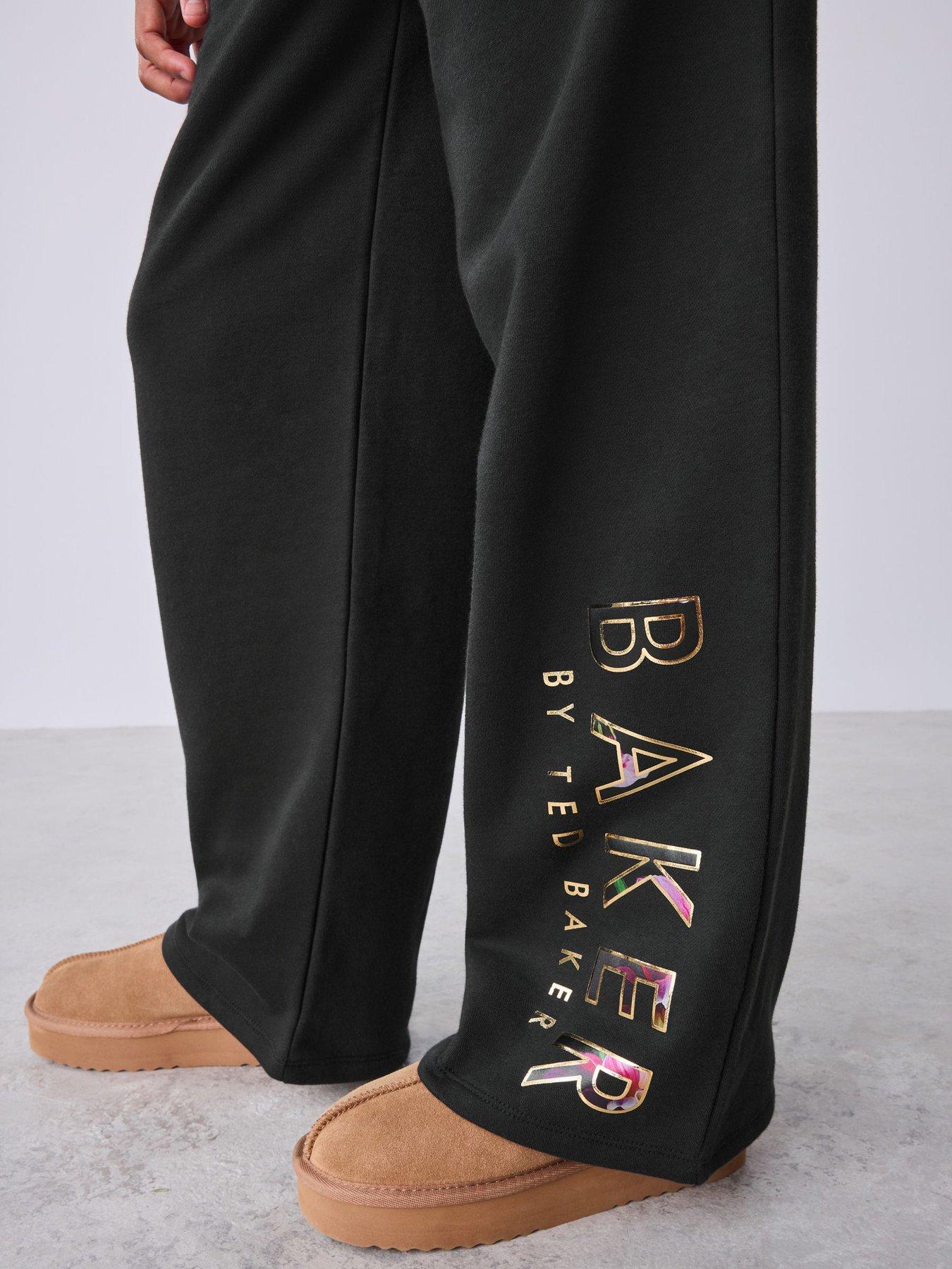 Image 5 of 7 of Ted Baker Girls Oversized Metallic Logo Hoodie &amp; Joggers 2 Piece Set - Black