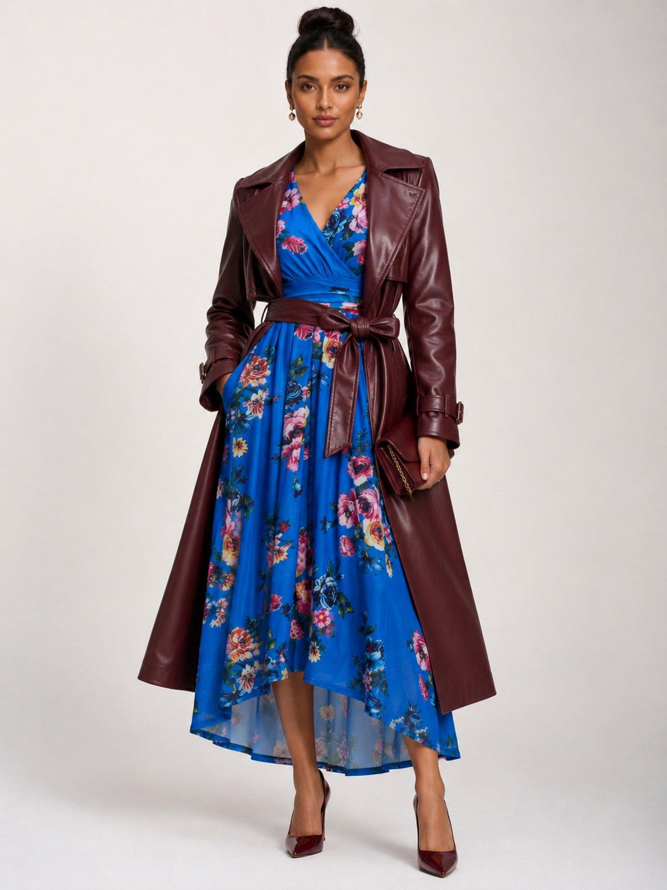 Image 3 of 6 of Jolie Moi Petite Mesh Print Dip Hem Maxi Dress