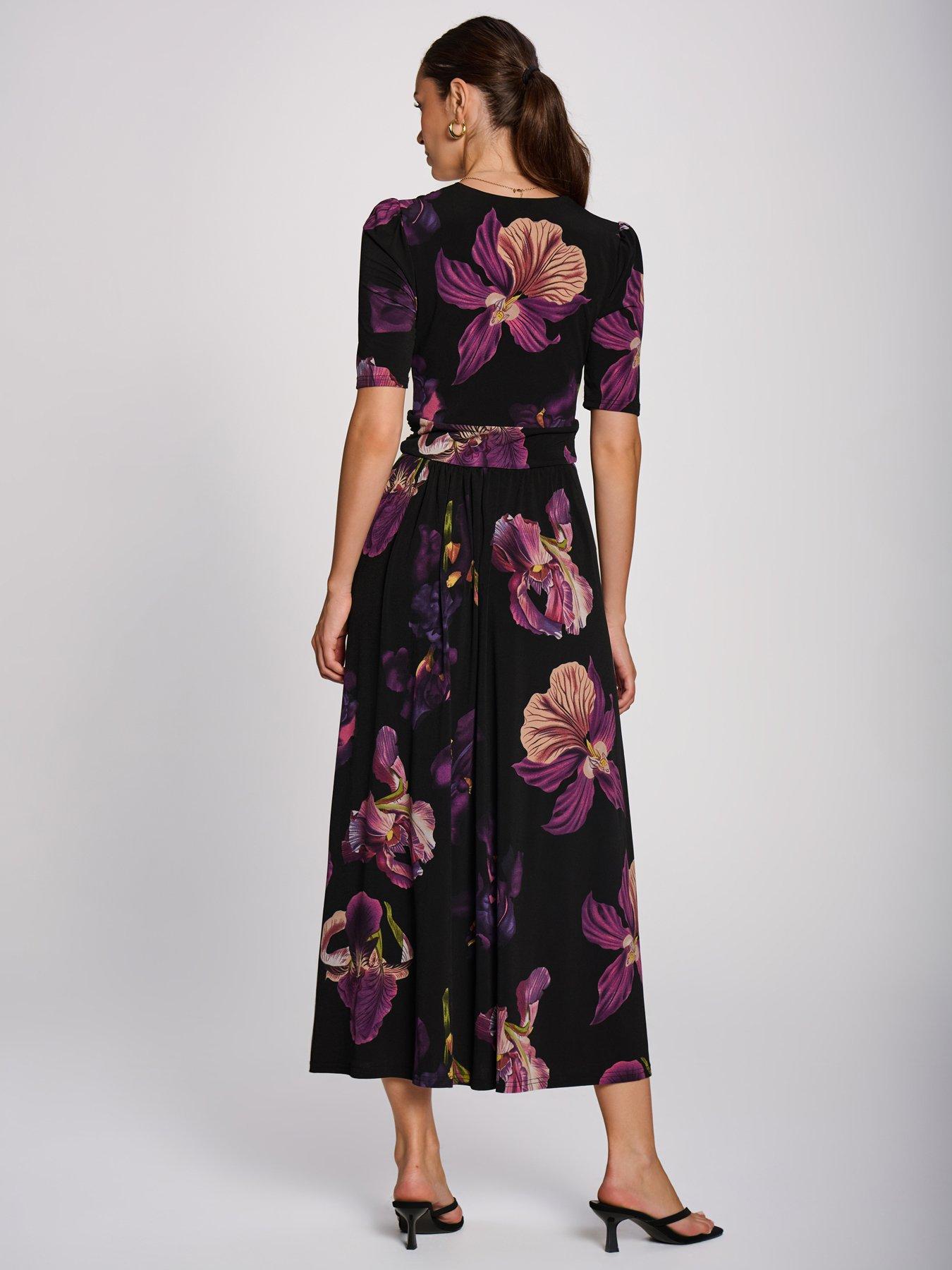 Image 2 of 7 of Jolie Moi Womens Wrap Front Stretch Jersey Maxi Dress - Black