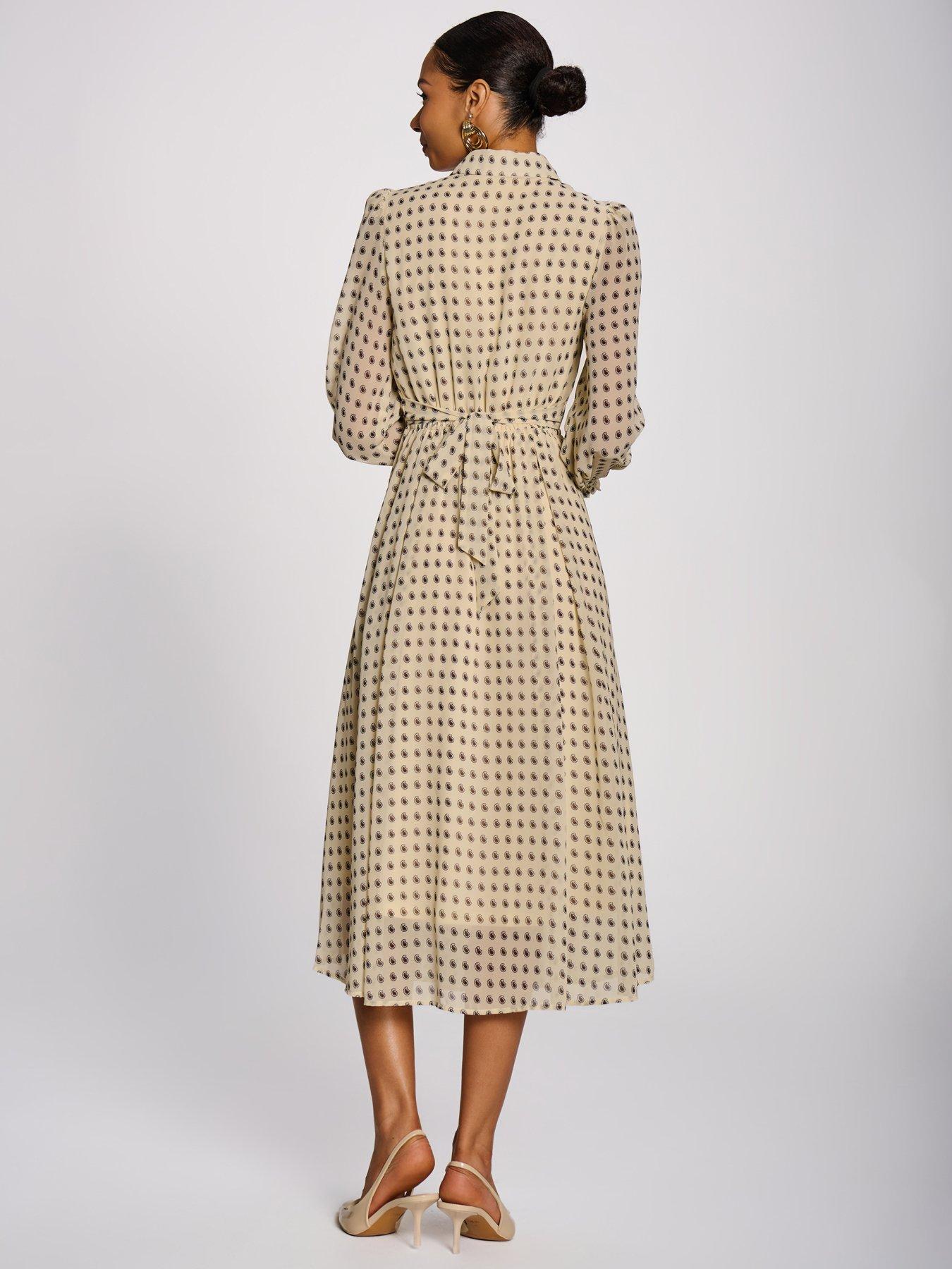 Image 2 of 7 of Jolie Moi Chiffon Print Ruffled Shirt Dress