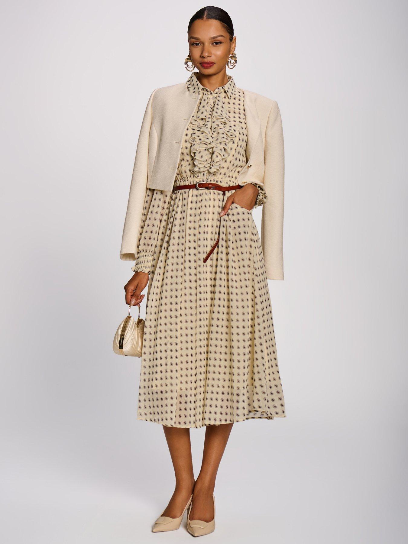 Image 3 of 7 of Jolie Moi Chiffon Print Ruffled Shirt Dress